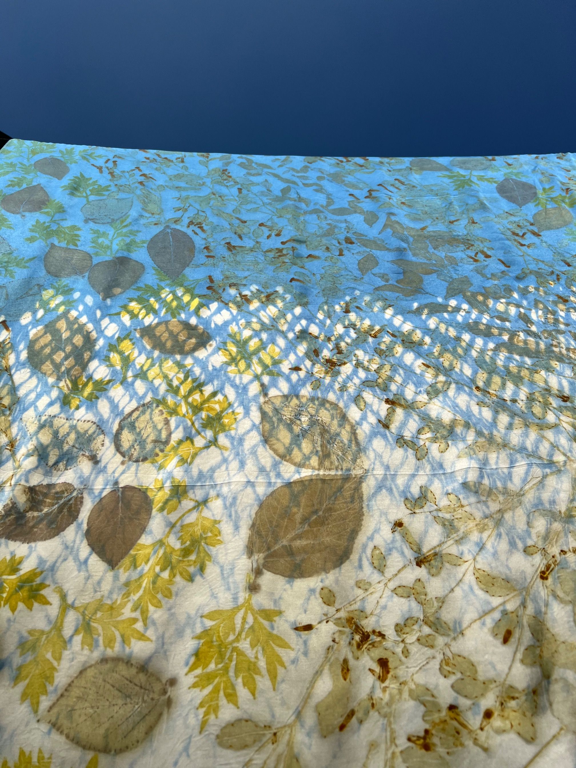 BOOLAO Textiles - Arashi Sky Blue Botanical Shibori on Ecoprint