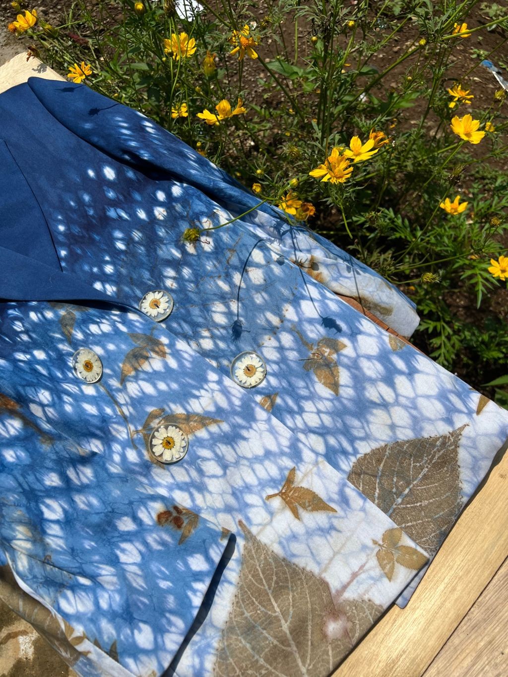 BOOLAO Ombre Peak Blazer Shibori on Ecoprint
