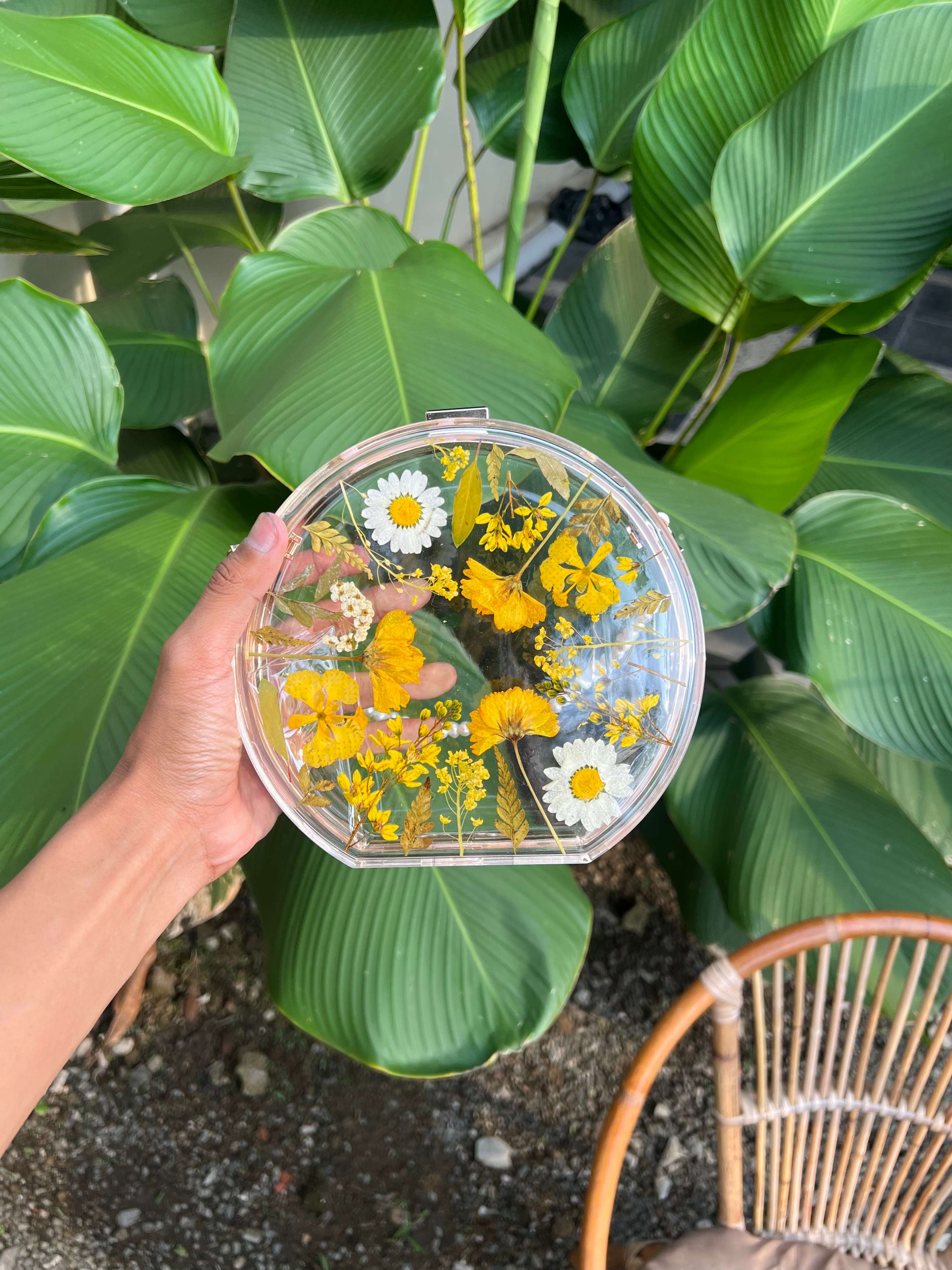 BOOLAO Transparent Resin Art Purse Bag - Round