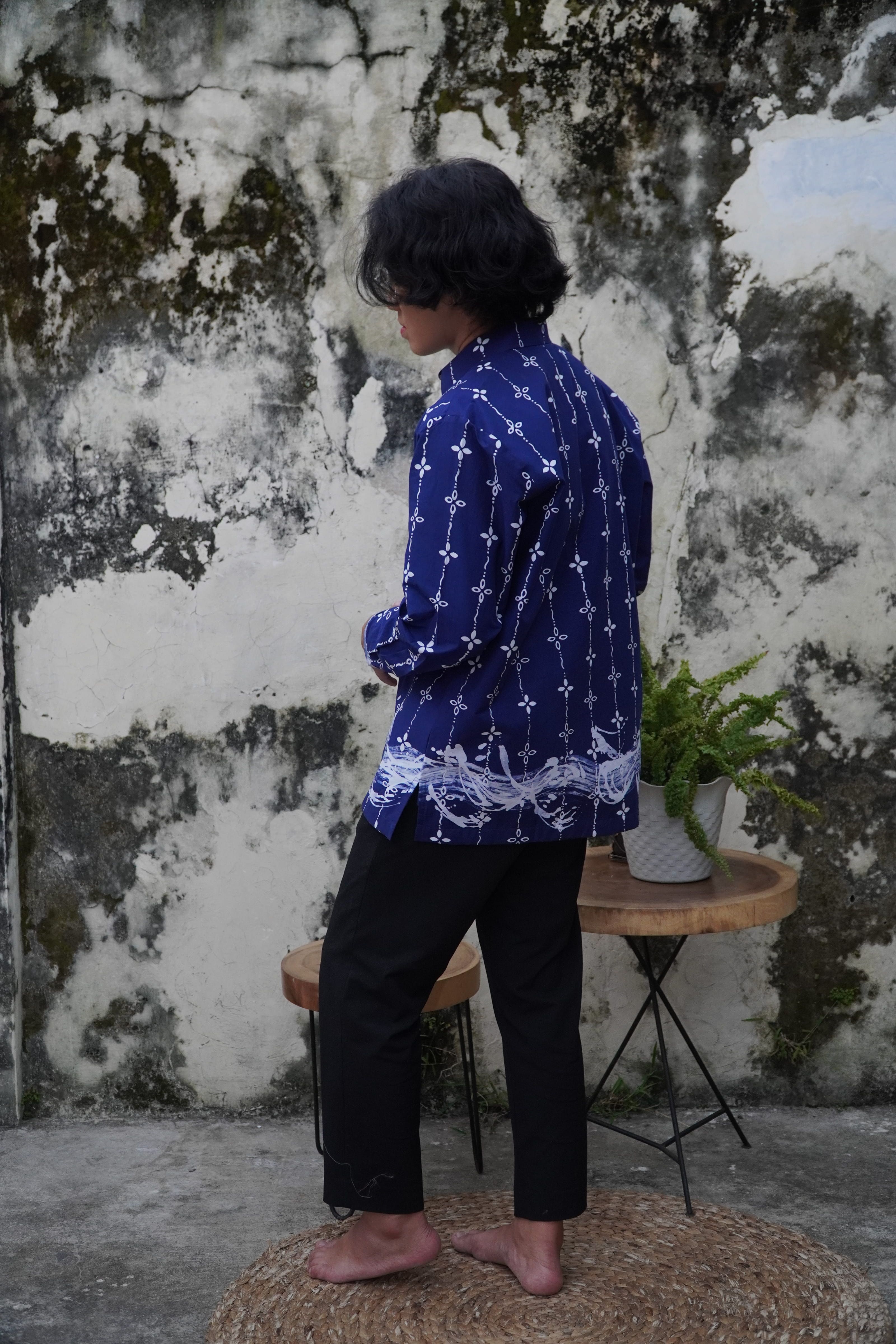 BOOLAO Kumeli Kemeja Panjang - Navy Blue