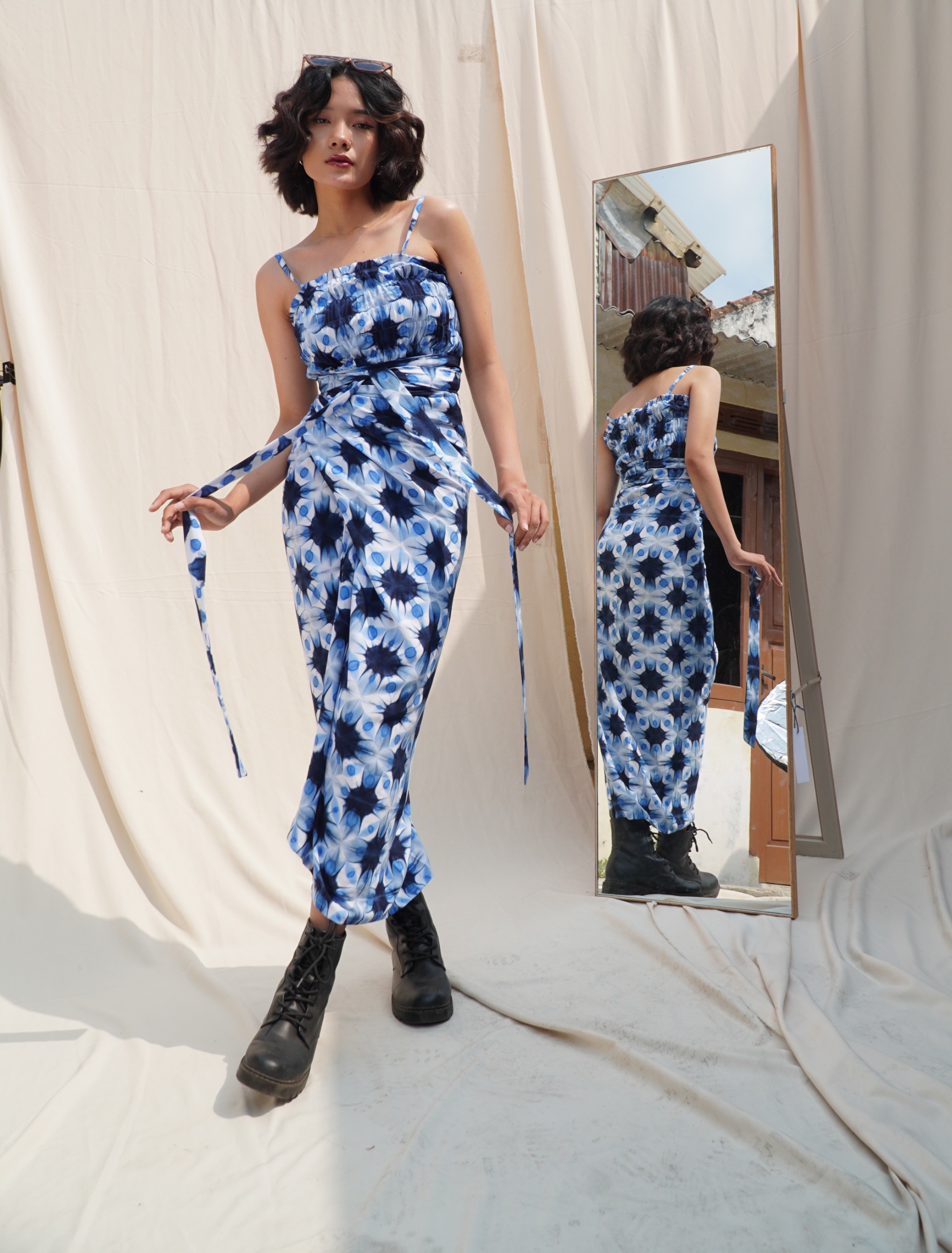 BOOLAO Kemben + Rok ikat Kaleidoscope (Setelan Tank Top dan Wrap Skirt)