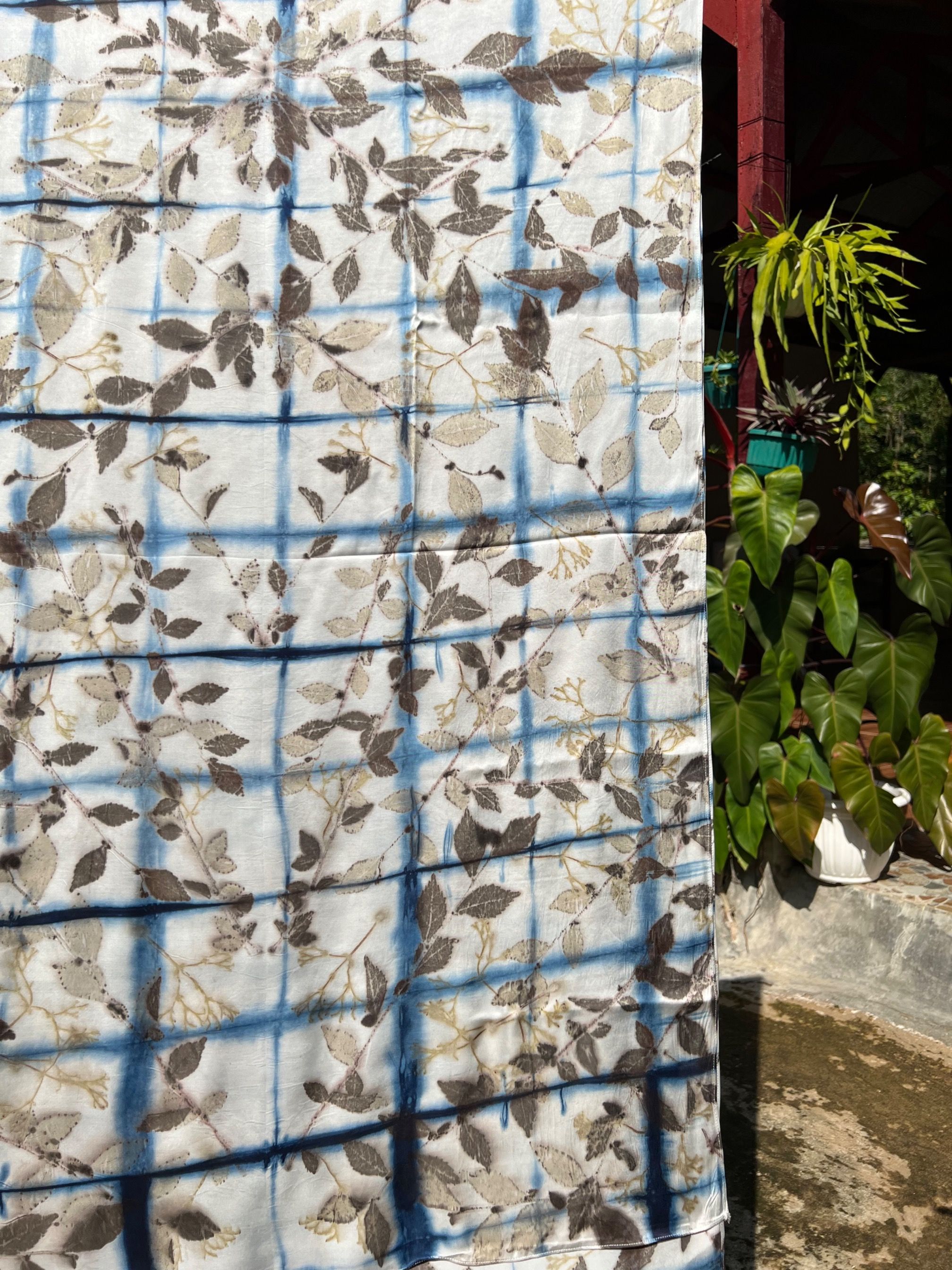 BOOLAO  Textiles - Shibori Itajime on Bush Natural Print