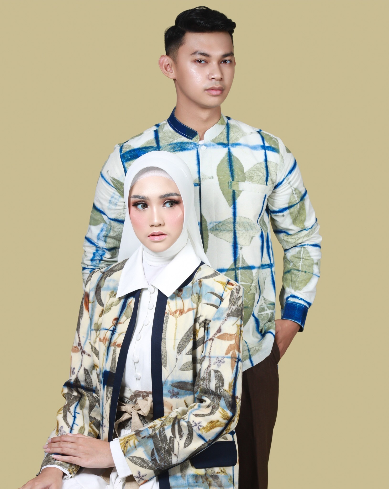 BOOLAO Botanical Blazer Blue Itajime Shibori on Ecoprint