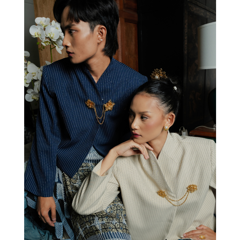 Beskap Outer Dropped Shoulder Boxy - cream