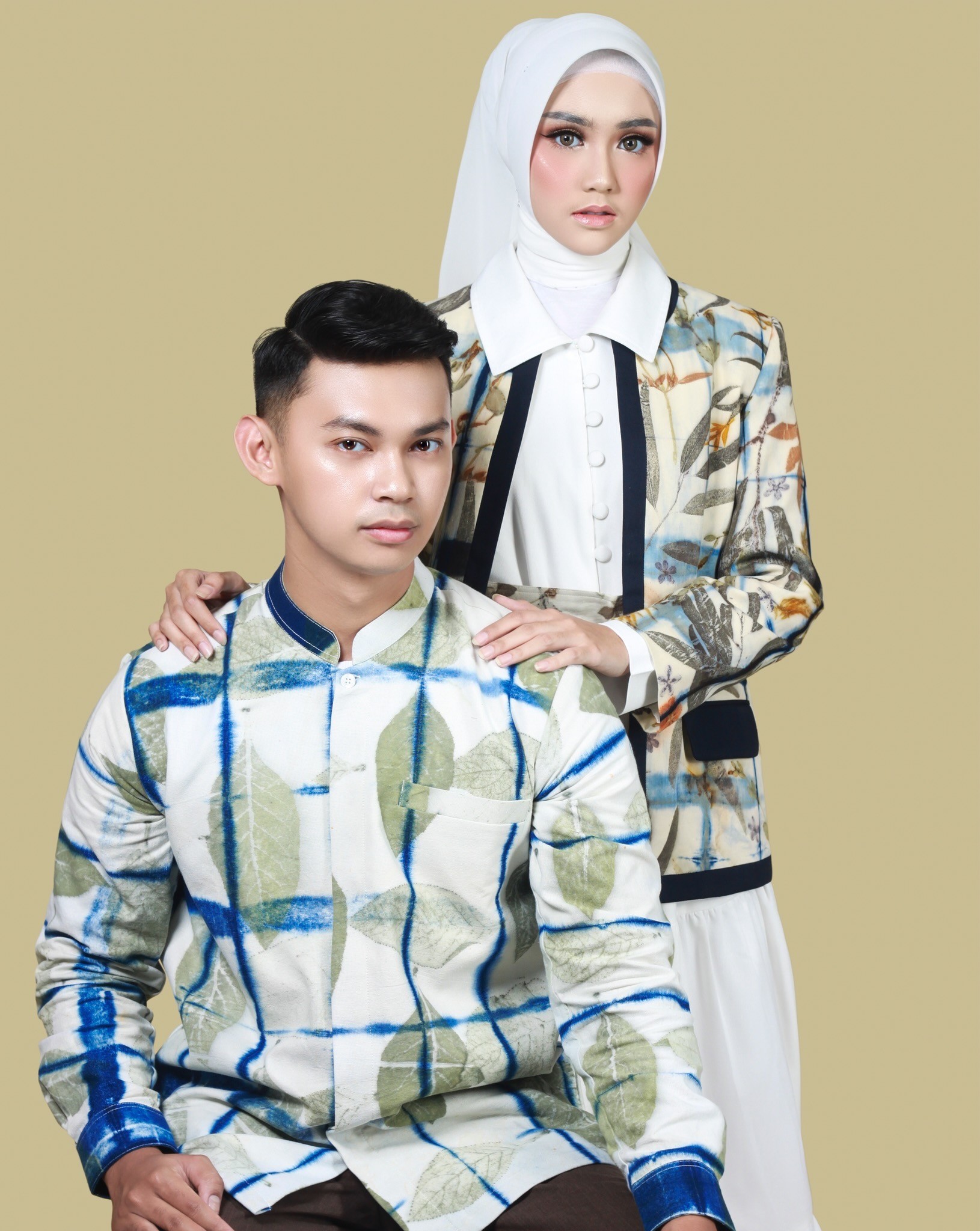 BOOLAO Botanical Blazer Blue Itajime Shibori on Ecoprint