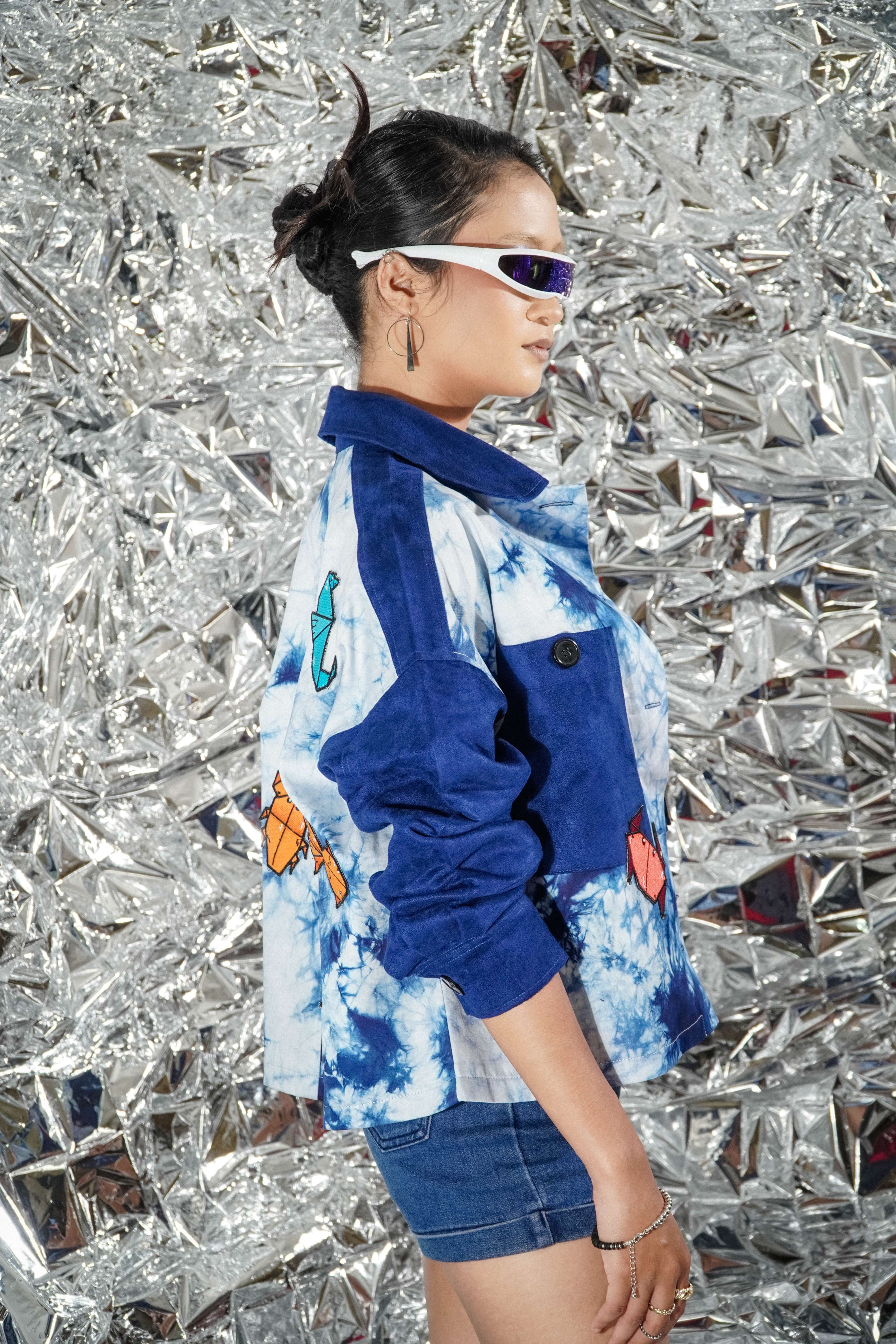 BOOLAO ORIGAMI Oversize Jacket Tie Dye Ombak (Jaket Bordir Patch)