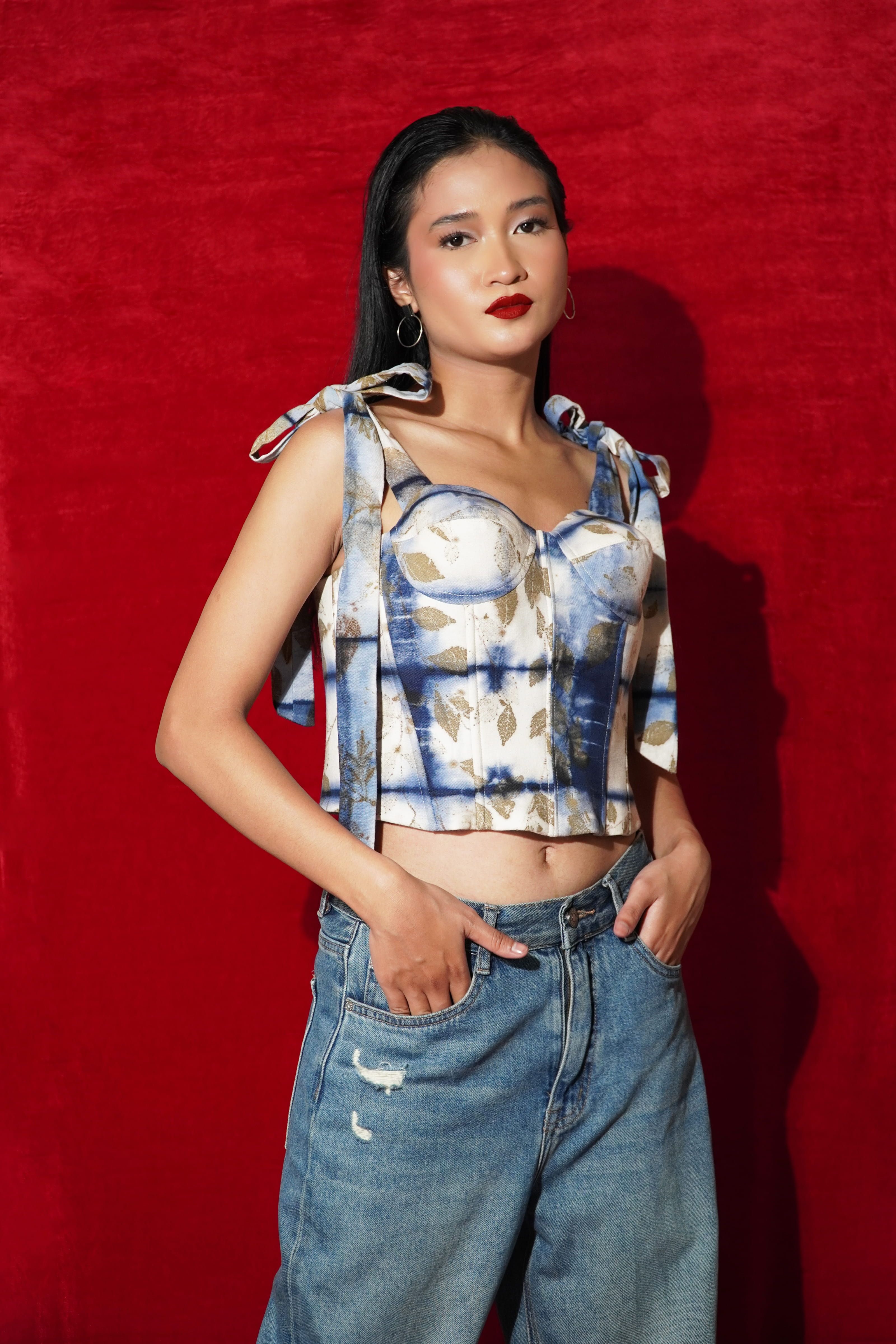 BOOLAO Tied Tops Balen Shibori on Ecoprint