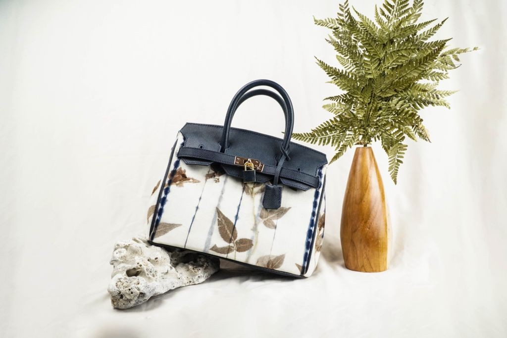 BOOLAO Handbag Shibori on Ecoprint Suji