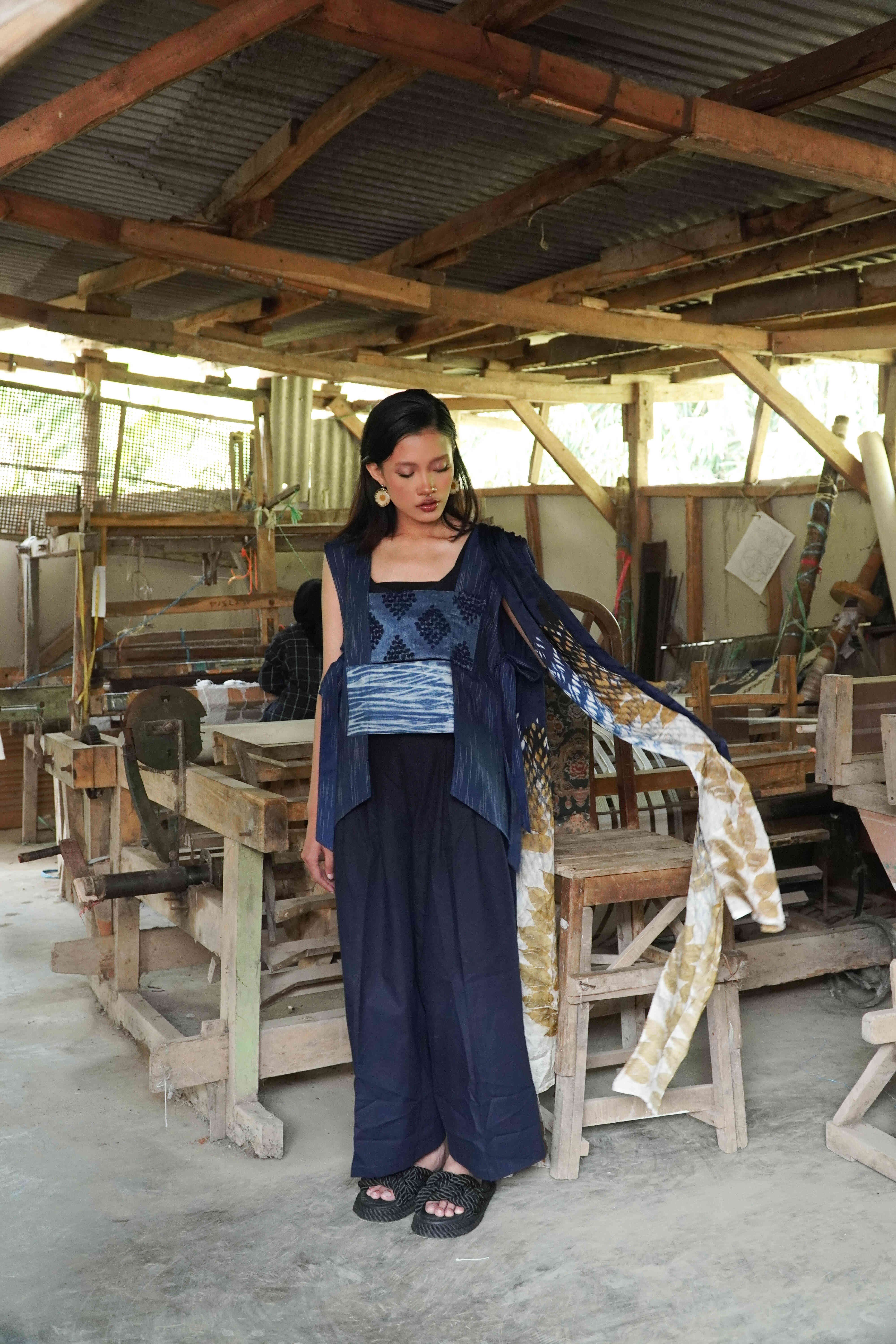 BOOLAO Shawl OMBRE Shibori on Ecoprint
