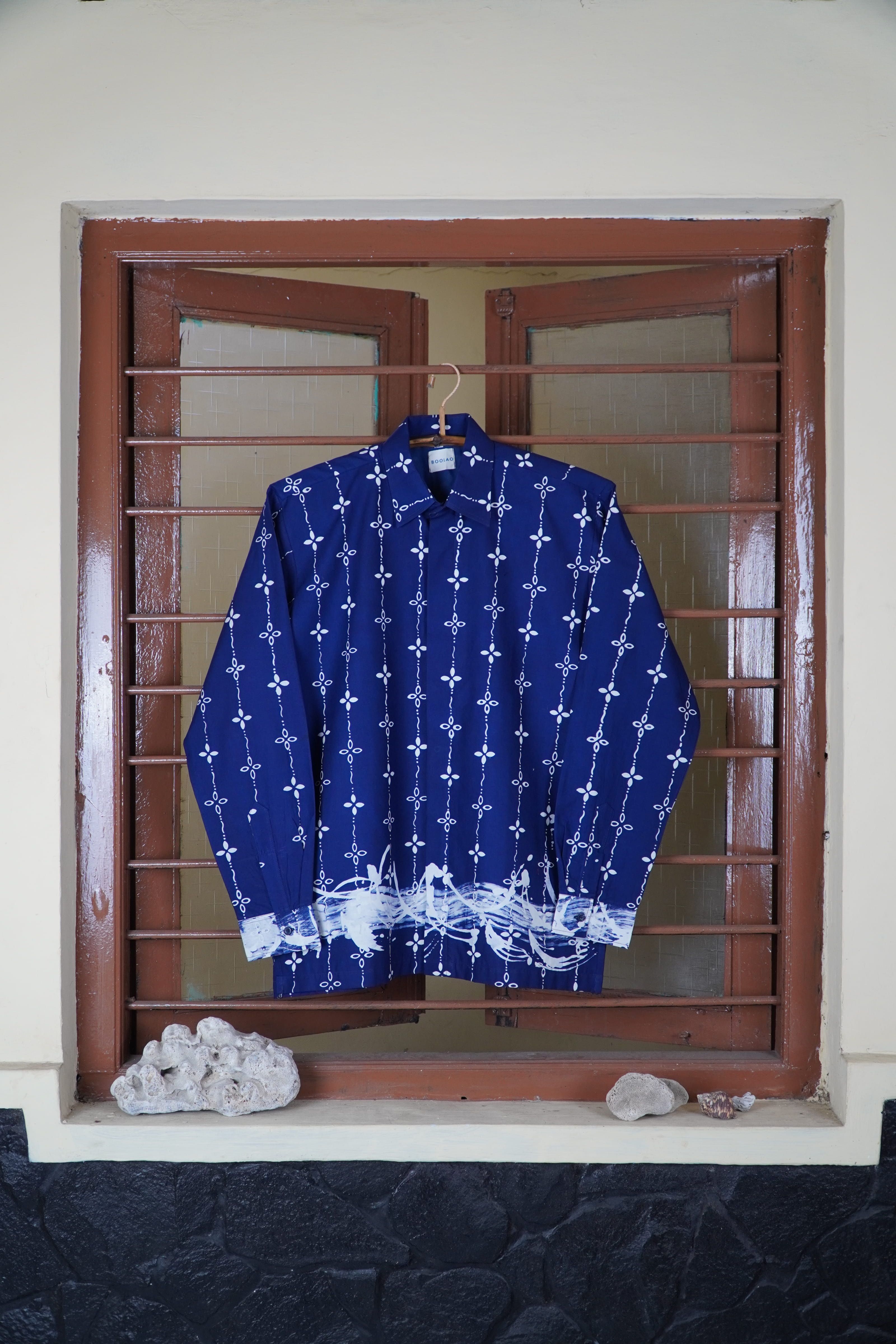 BOOLAO Kumeli Kemeja Panjang - Navy Blue