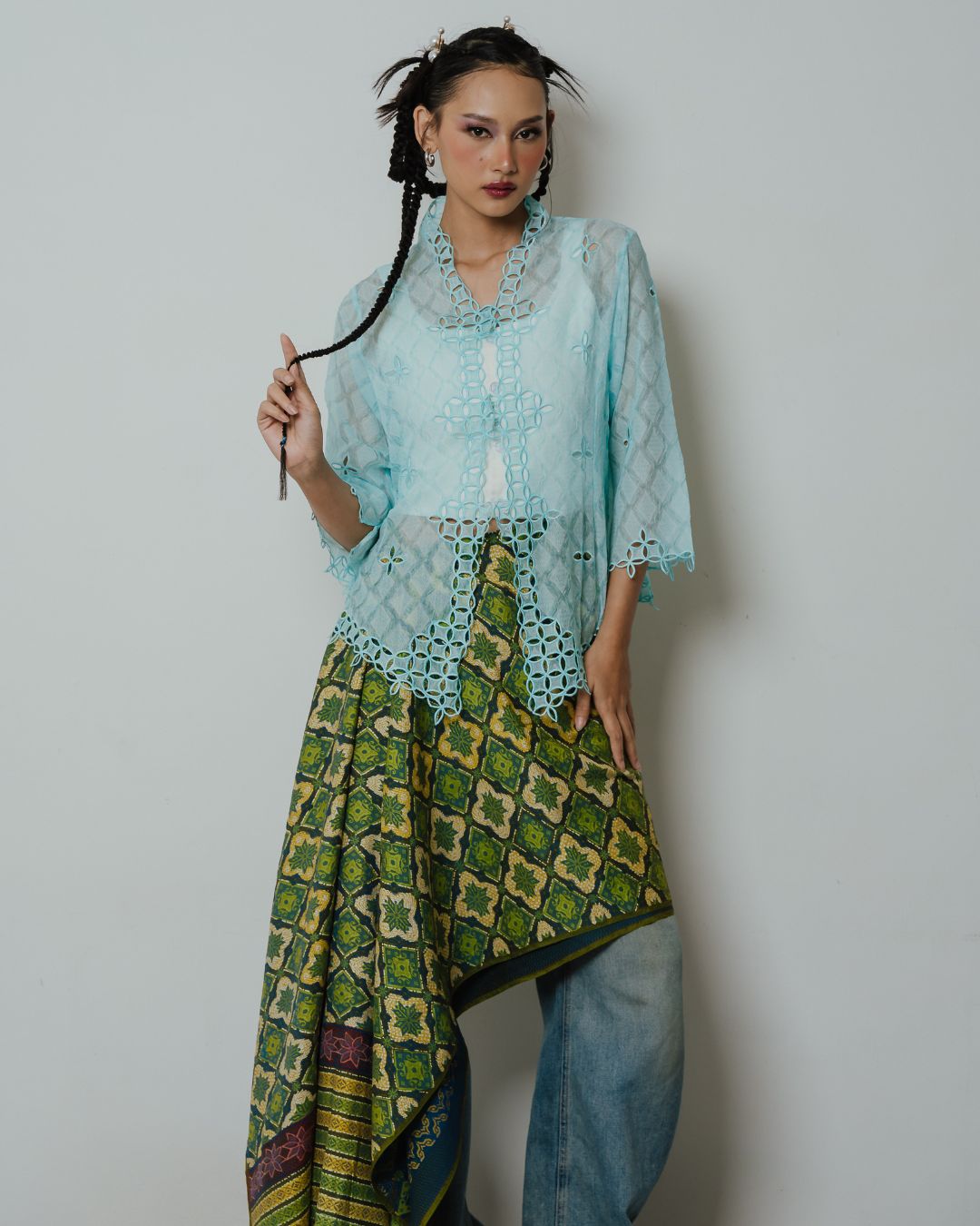 BOOLAO Kebaya Seribu Kawung - Biru Muda