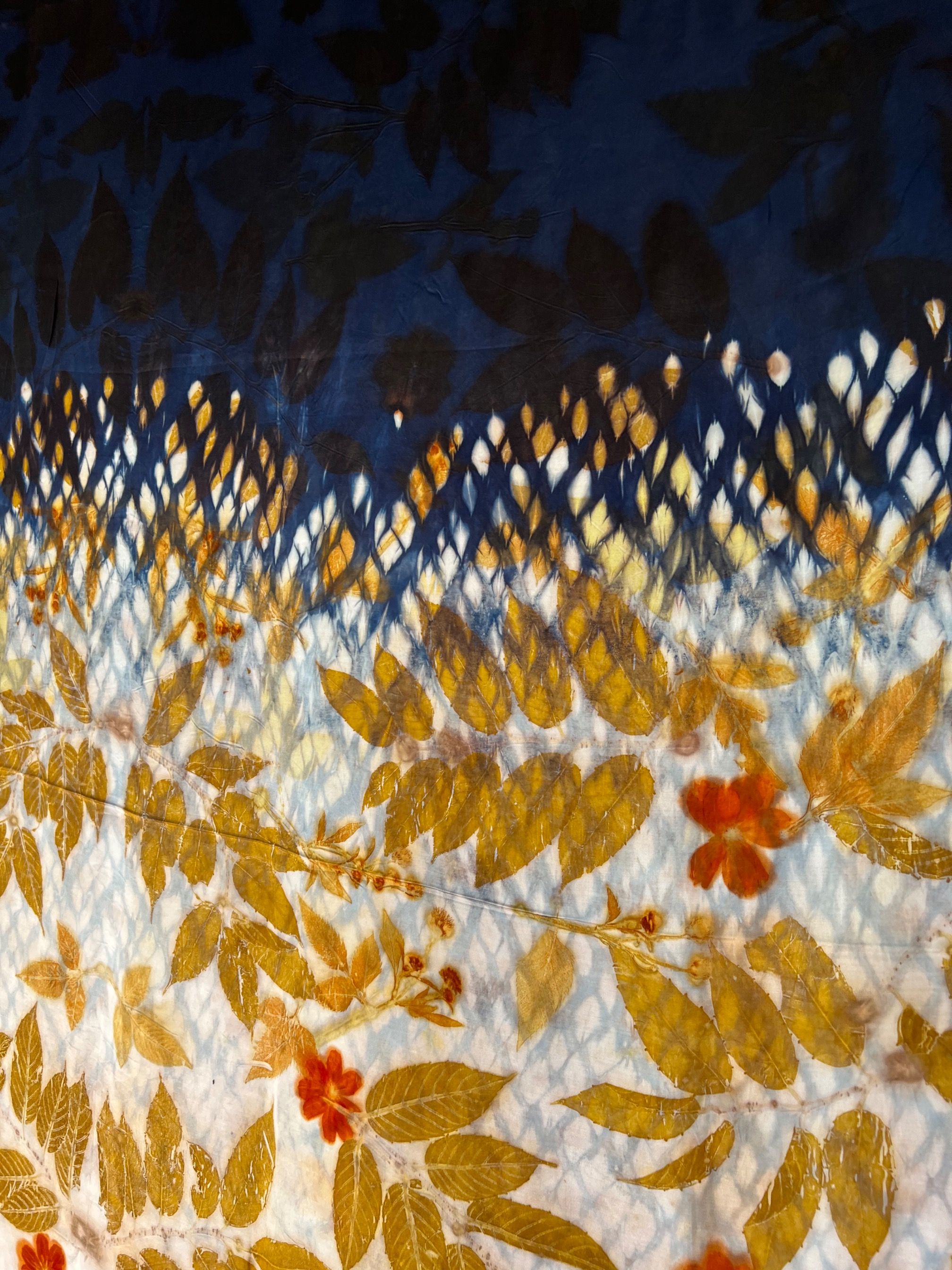 BOOLAO Textiles - Ombre Navy Shibori on Ecoprint