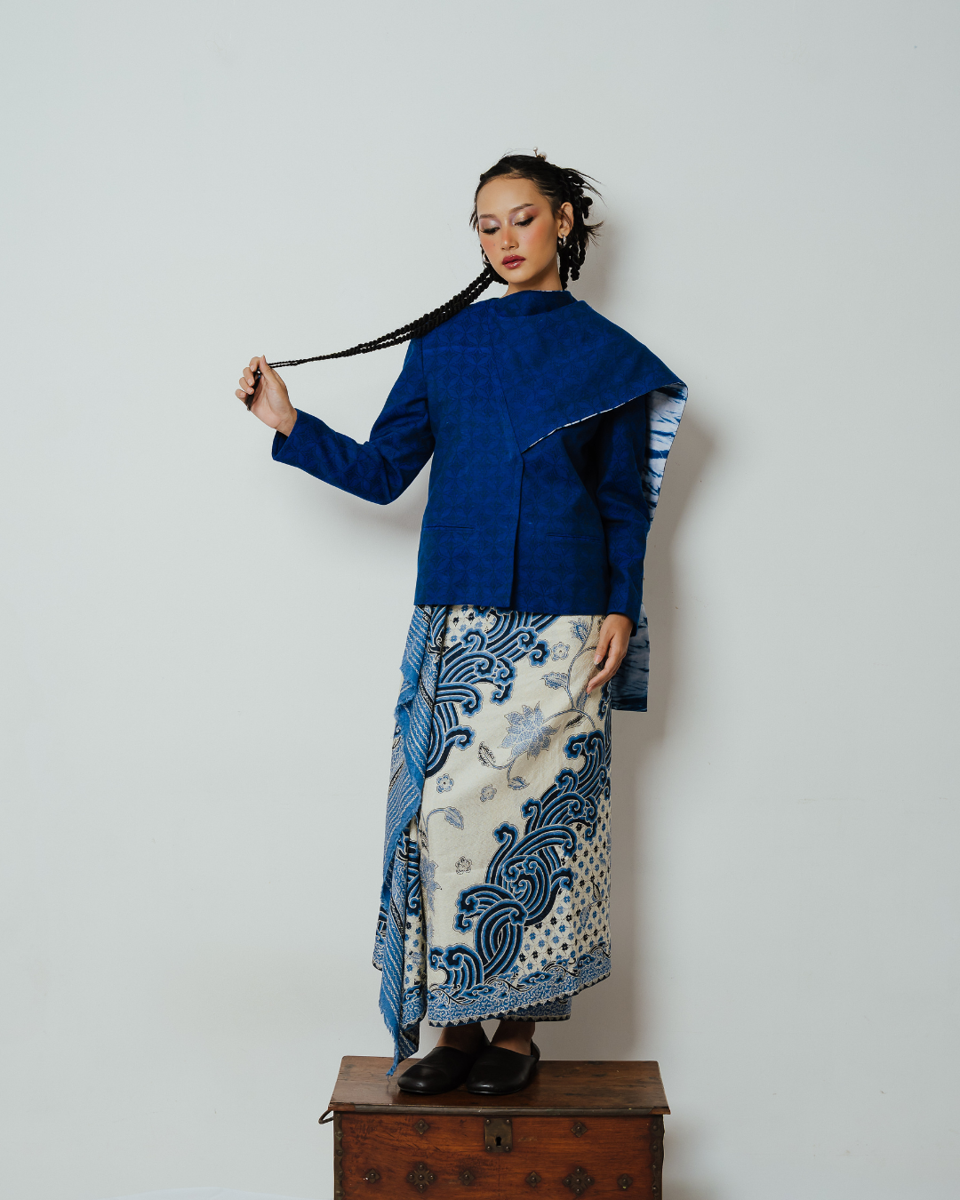 BOOLAO Blazer Janggan Selendang Hand-Woven Blue