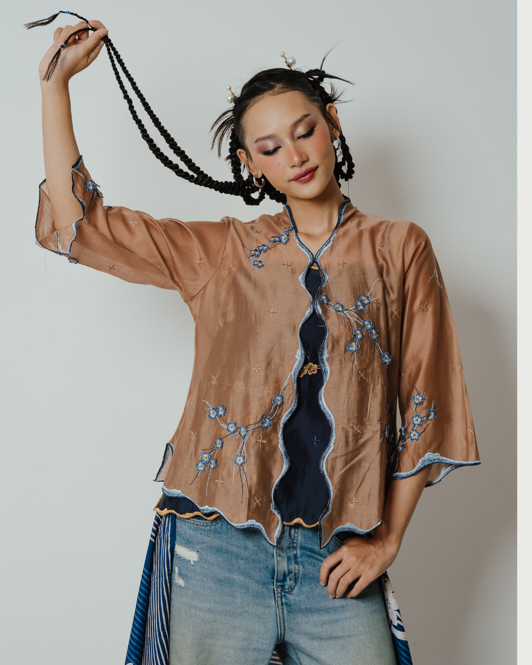 BOOLAO Kebaya Sakura 3D Embroidery - Brown