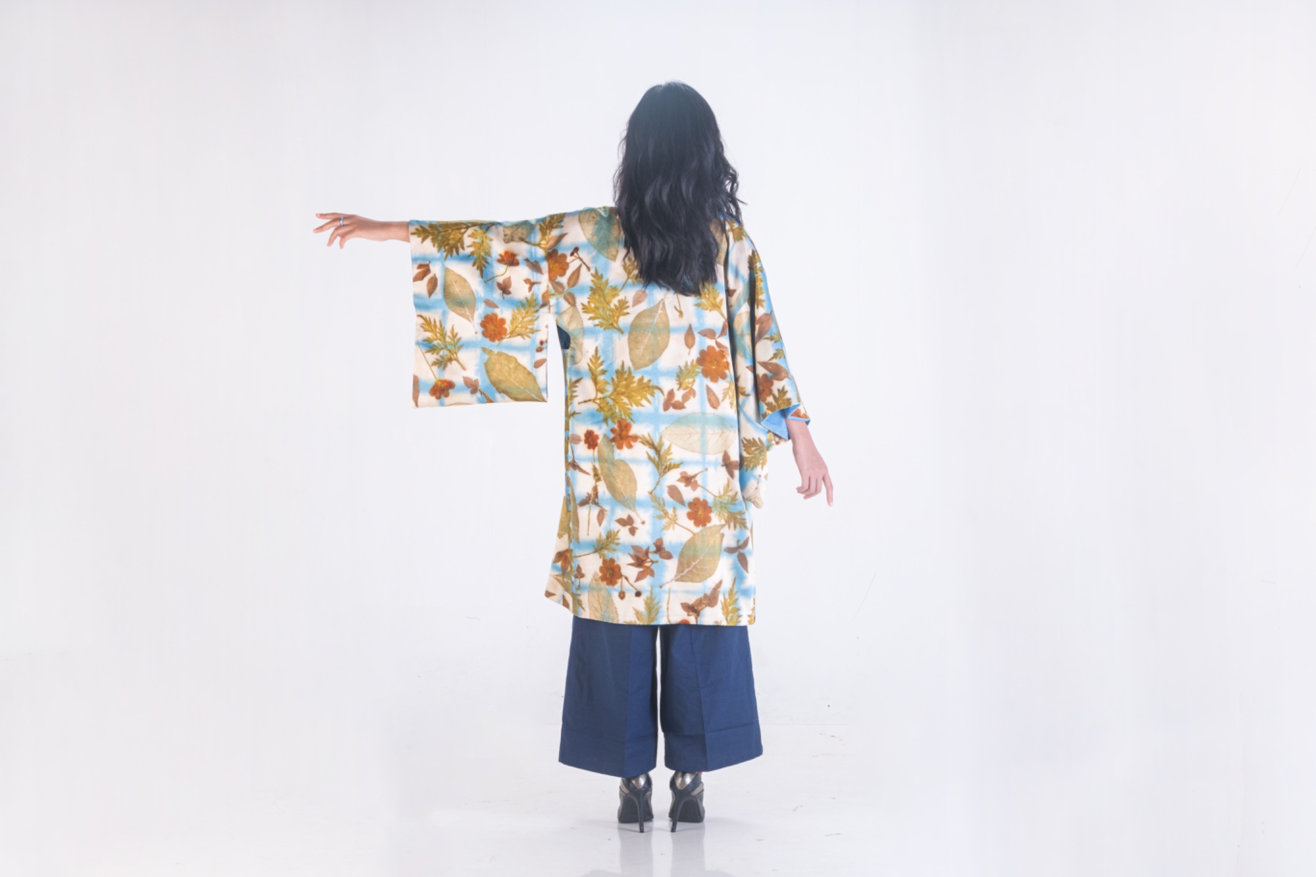 BOOLAO Itajime Kimono Shibori on Ecoprint Falling Botanical