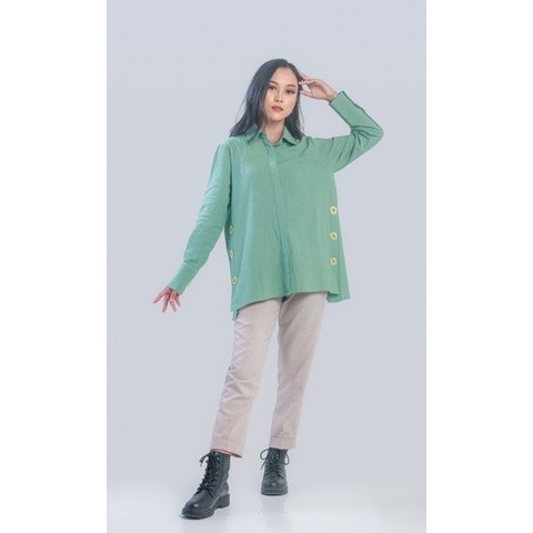 BOOLAO Kemeja Kancing Bunga (PICNIC PANIC DAISY SHIRT) - Matcha Hijau Mint