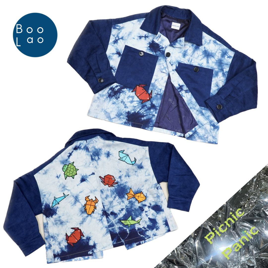 BOOLAO ORIGAMI Oversize Jacket Tie Dye Ombak (Jaket Bordir Patch)