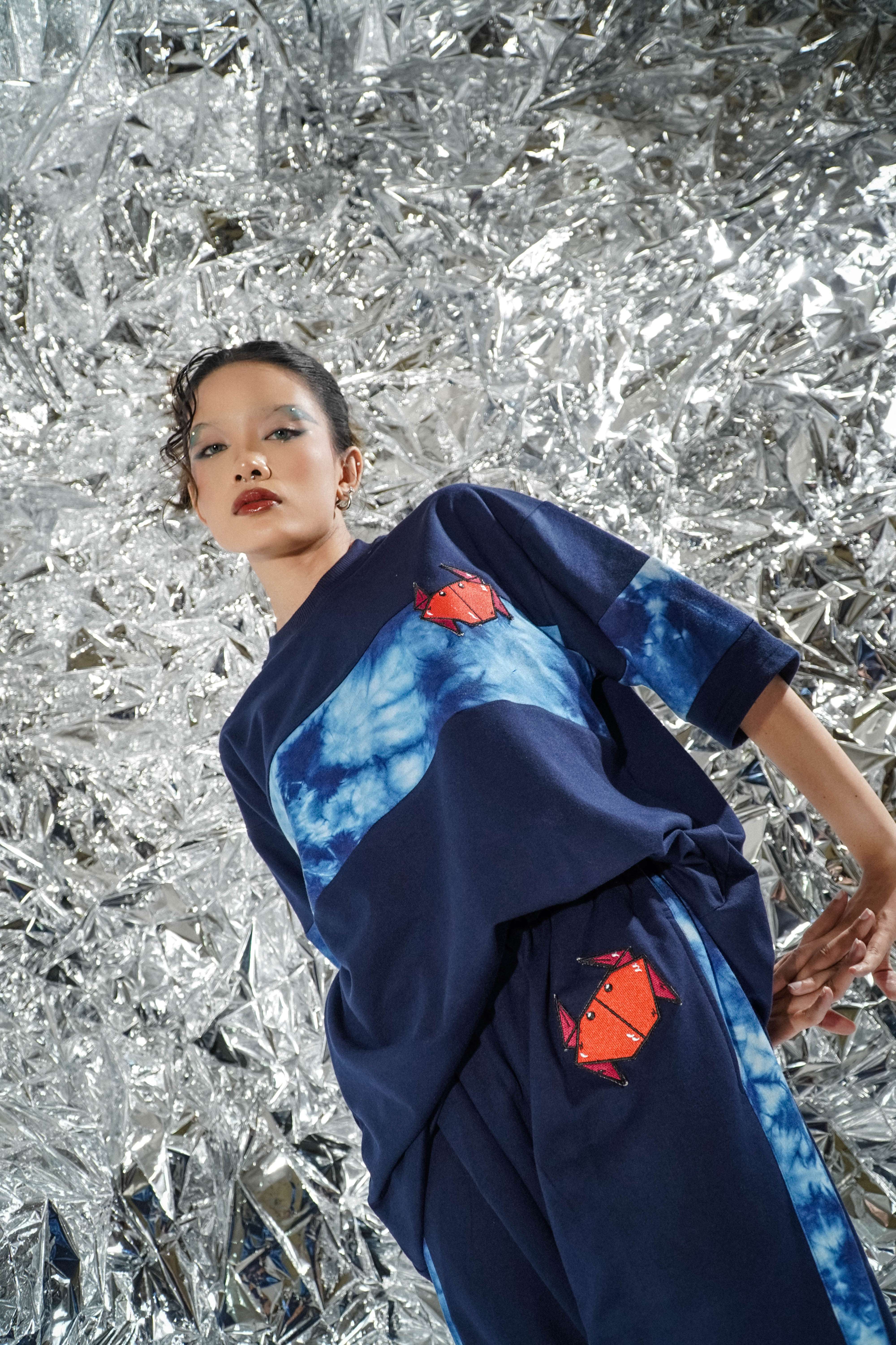 BOOLAO  ORIGAMI Sweat Shirt and Pants Tie Dye Oversize Set (Setelan Training)