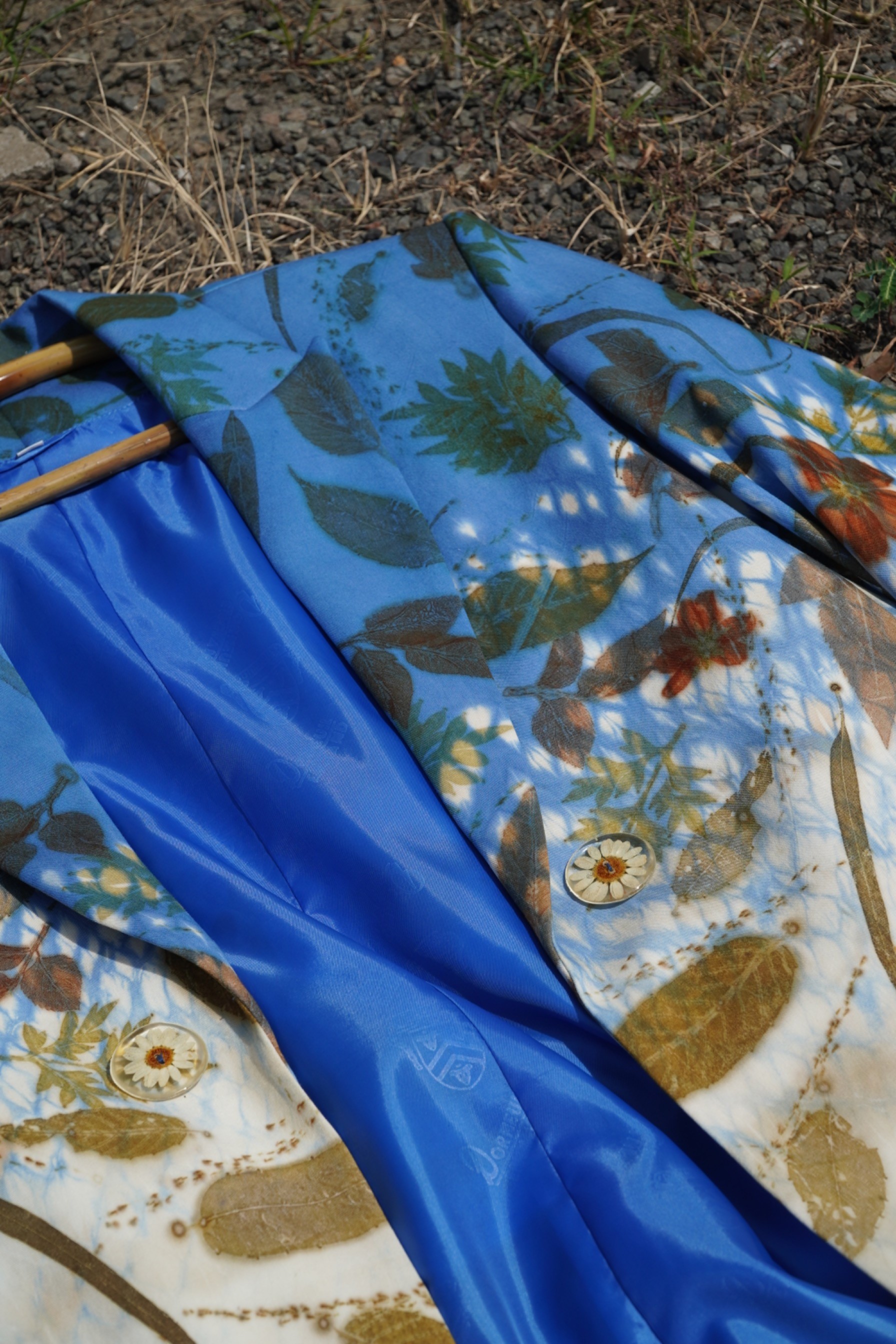 BOOLAO Ombre Blazer Shibori on Ecoprint - Sky Blue
