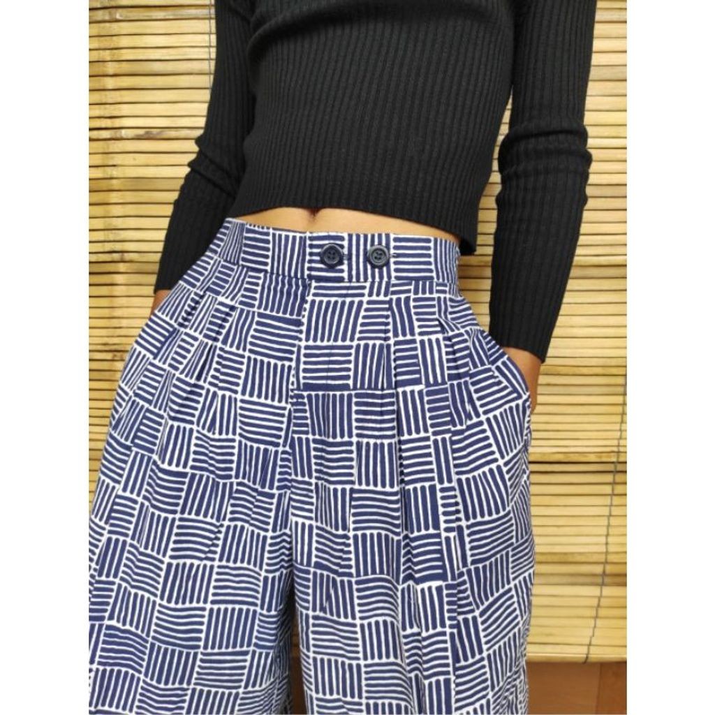 BOOLAO Hakama Celana Pallazo Bilik Biru (Kulot Batik)
