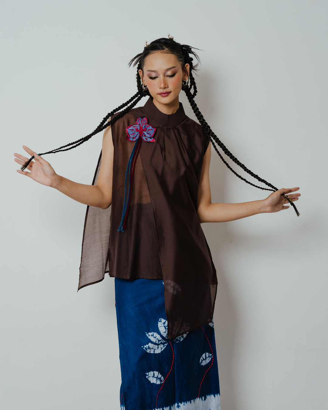 Blouse Nawang Wulan - Brown (Tanpa Tangan)