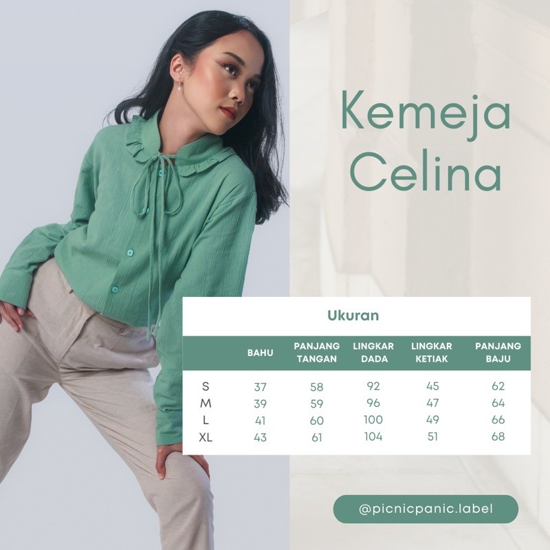 Picnic Panic Celina Shirt (Kemeja Drapery Tali) - Matcha