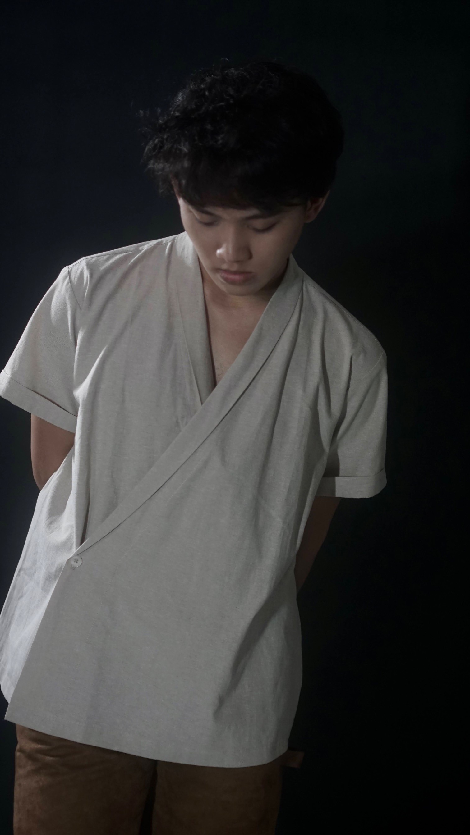 BOOLAO Kemeja Haori - Khaki Linen Creme