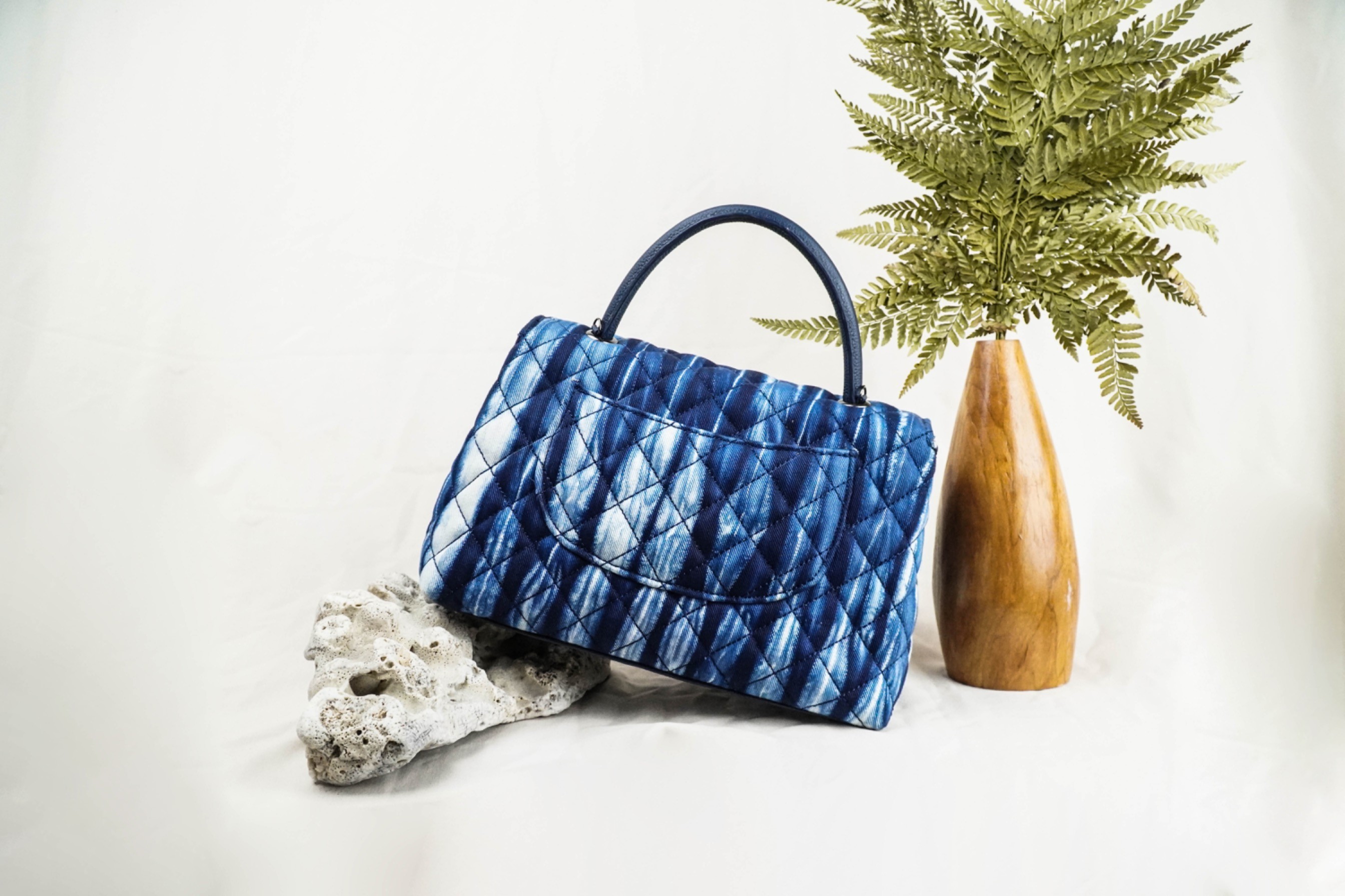 BOOLAO Handbag Arashi Whit Leather Handle