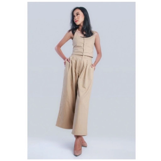 Image of Hakama Pants (Celana Kulot - Palazo Linen) - Creme