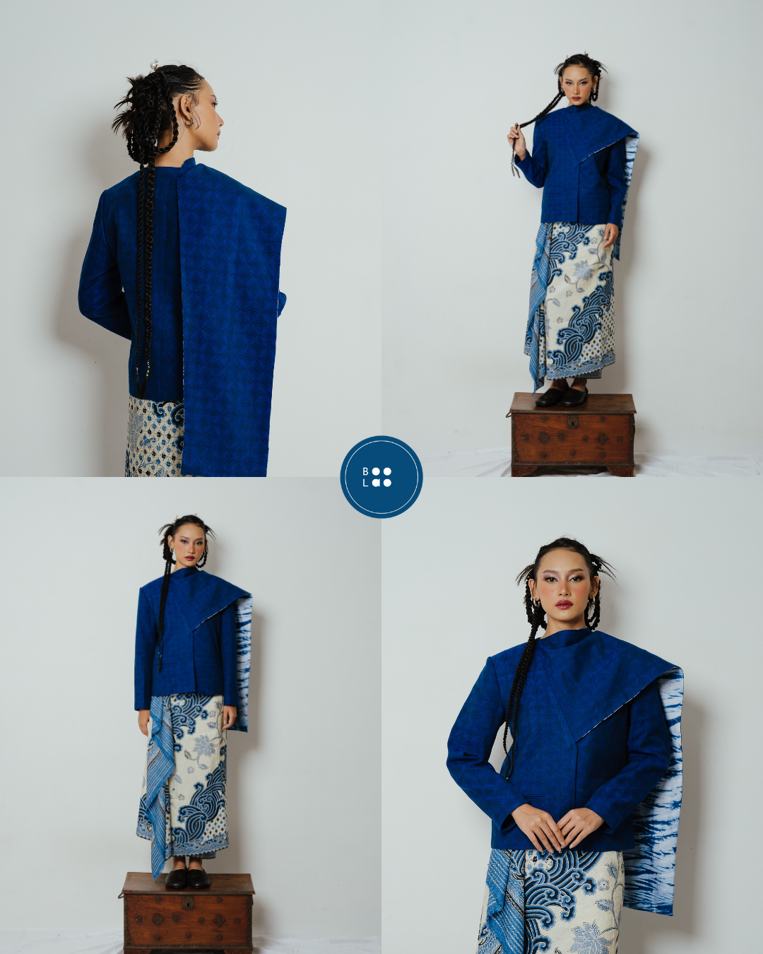 BOOLAO Blazer Janggan Selendang Hand-Woven Blue