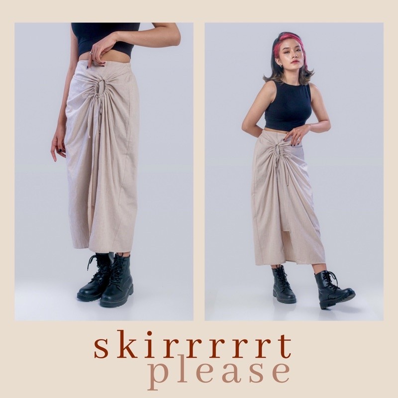 BOOLAO Picnic Panic Linen Rok Serut - Beige