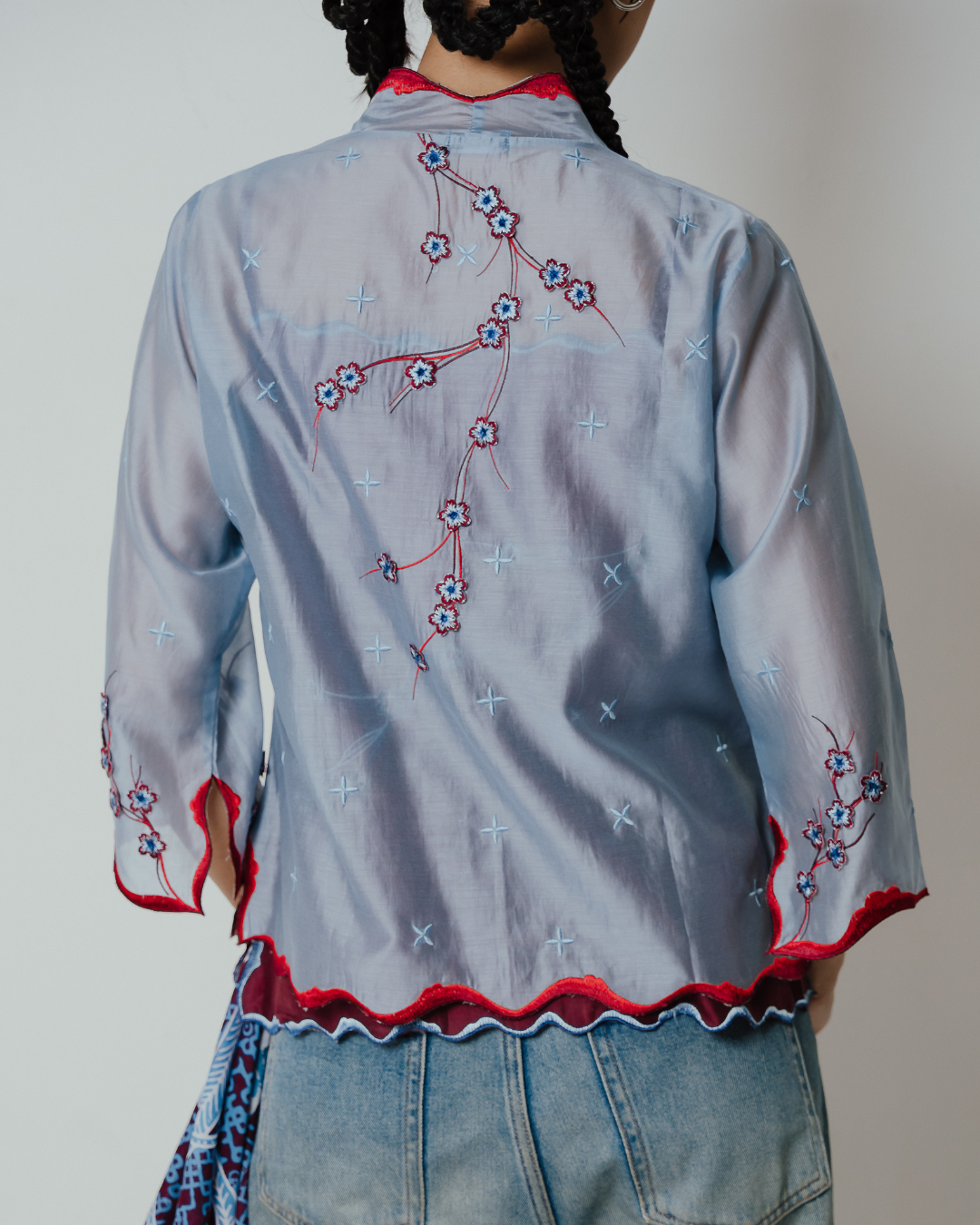 BOOLAO Kebaya Sakura 3D Embroidery - Denim Blue