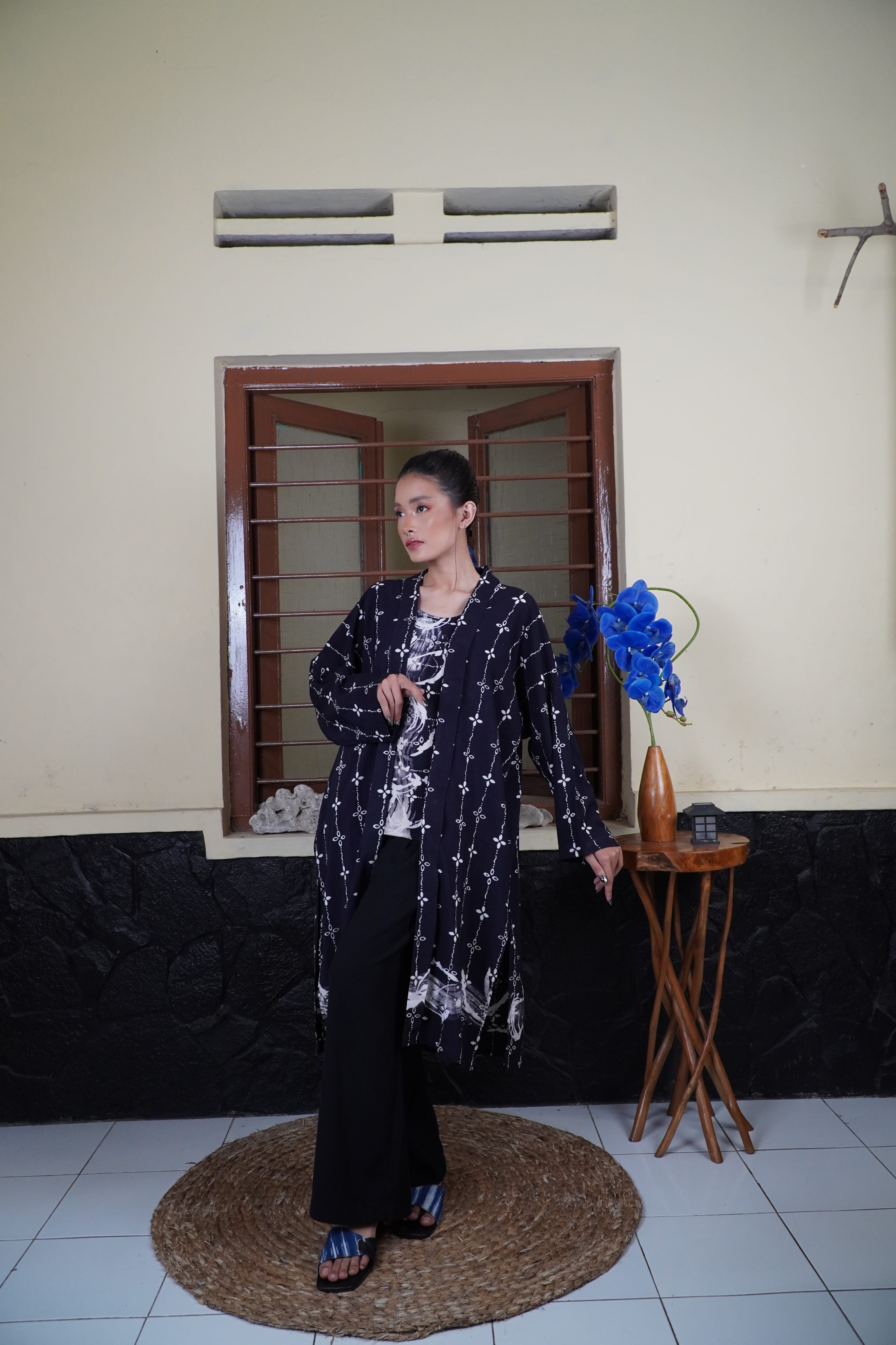 BOOLAO Kumeli Outer Kebaya Detachable (Kebaya Bongkar Pasang Batik Kawung) - Hitam