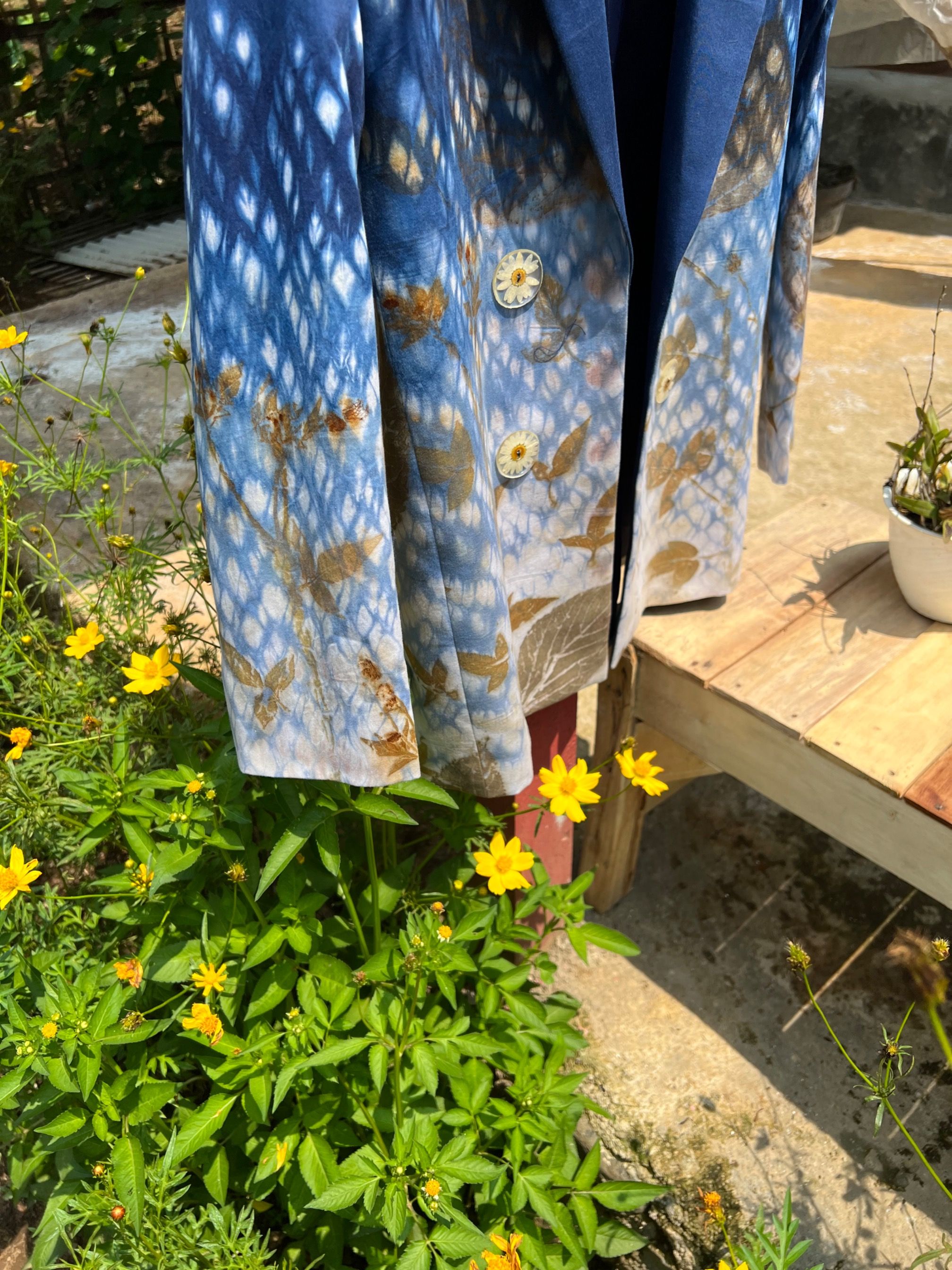 BOOLAO Ombre Peak Blazer Shibori on Ecoprint