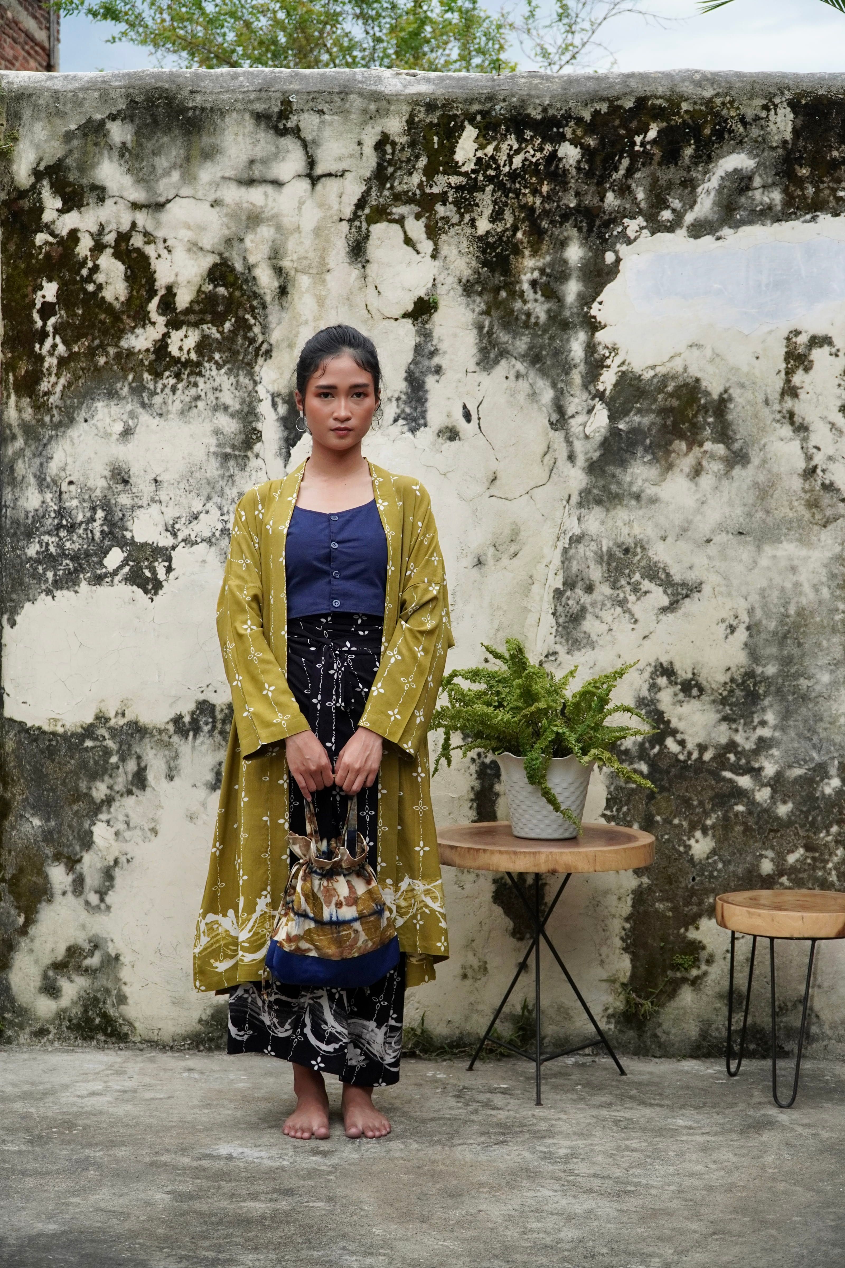 BOOLAO Kumeli Outer Kebaya Detachable Olive (Kebaya Bongkar Pasang Batik Kawung) Hijau Olive
