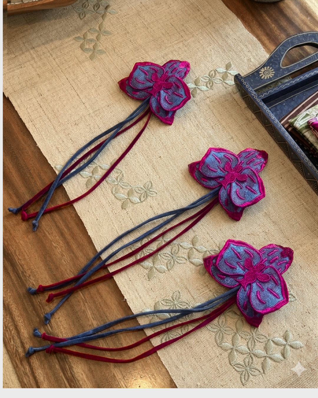 BOOLAO Orchid Brooch Tassel - Maroon