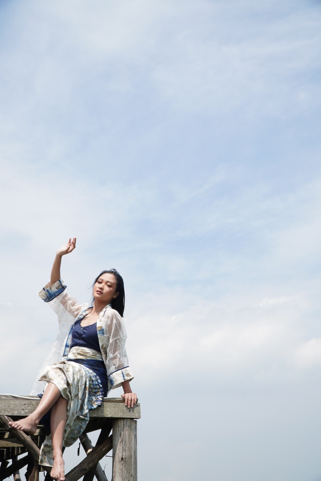 BOOLAO Organdi Outer Shibori on Ecoprint