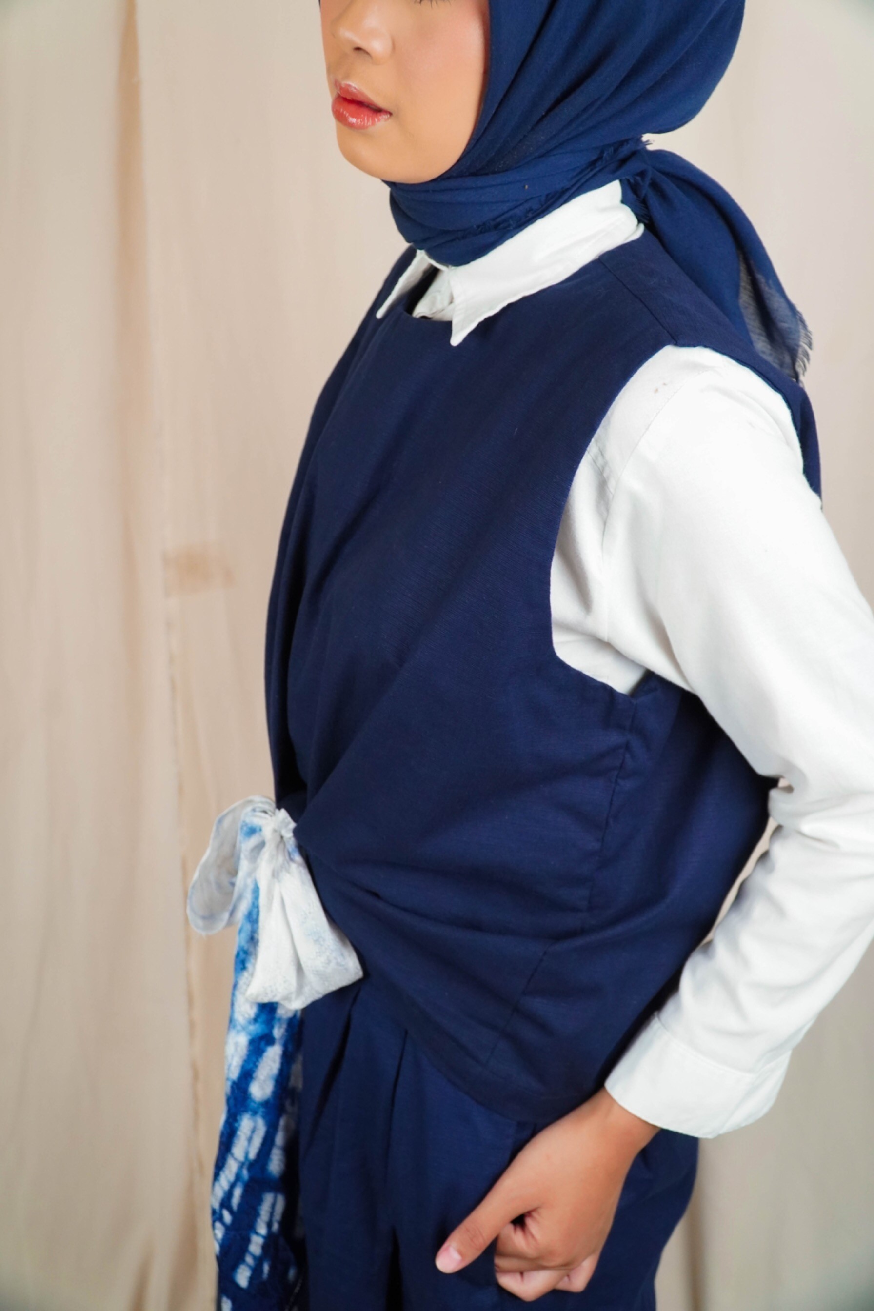 BOOLAO Wrap Top Tied Shibori