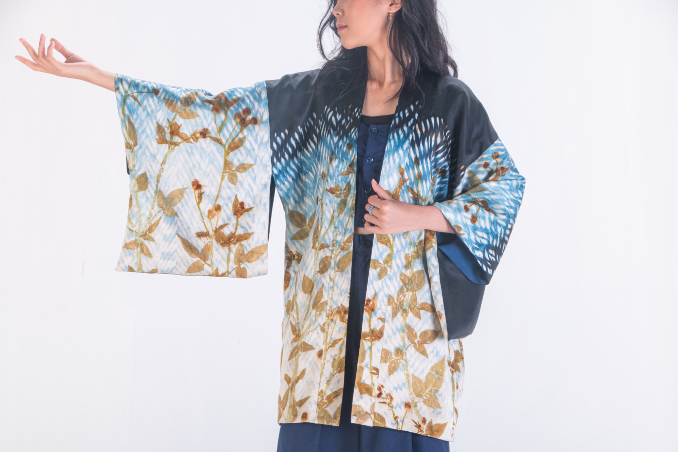 BOOLAO Reversible Kimono Shibori on Ecoprint - Ombre