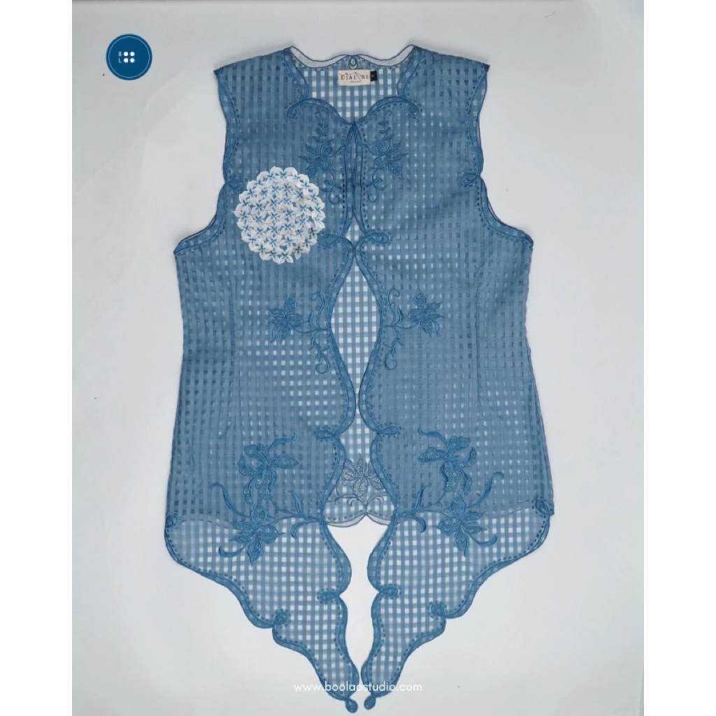Djaline by Boolao Kebaya Vest Anggrek Borondong - Navy
