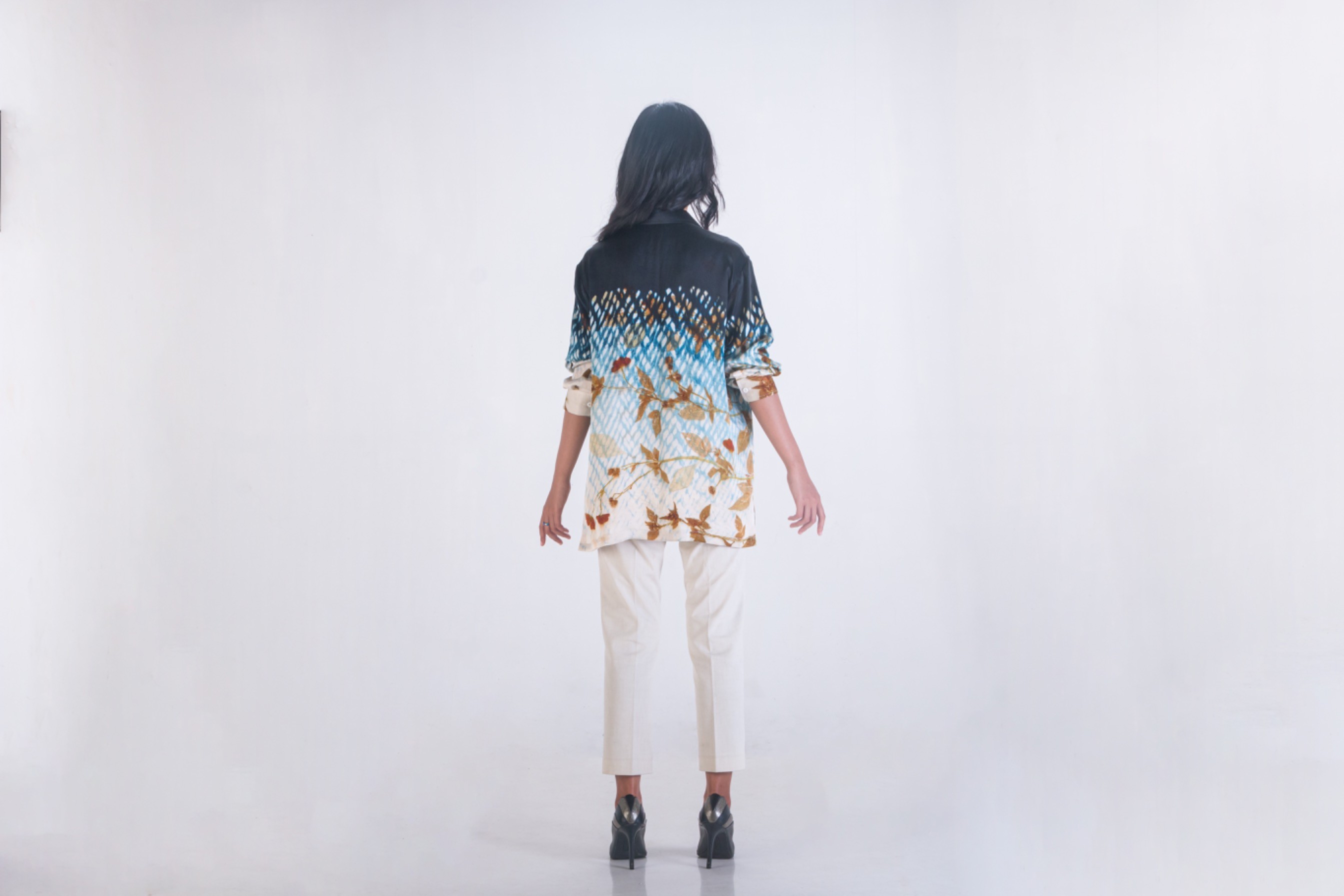 BOOLAO Kemeja Ombre Shibori on Ecoprint Silk