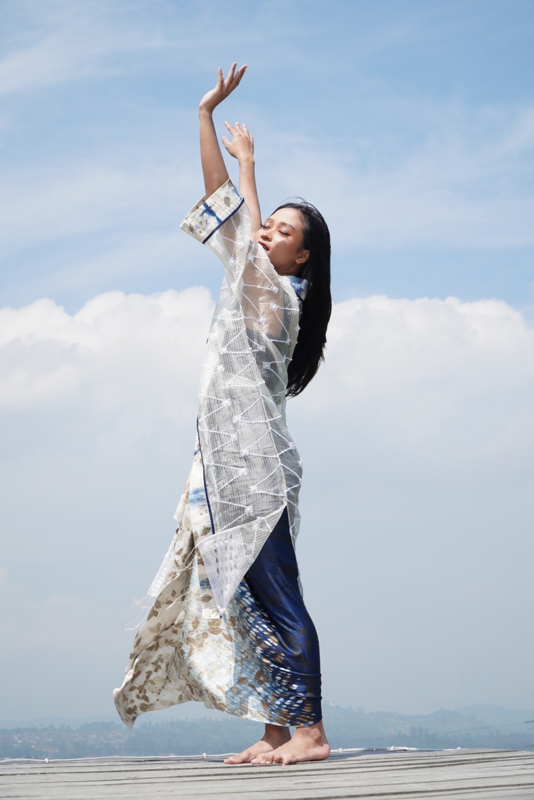BOOLAO Organdi Outer Shibori on Ecoprint