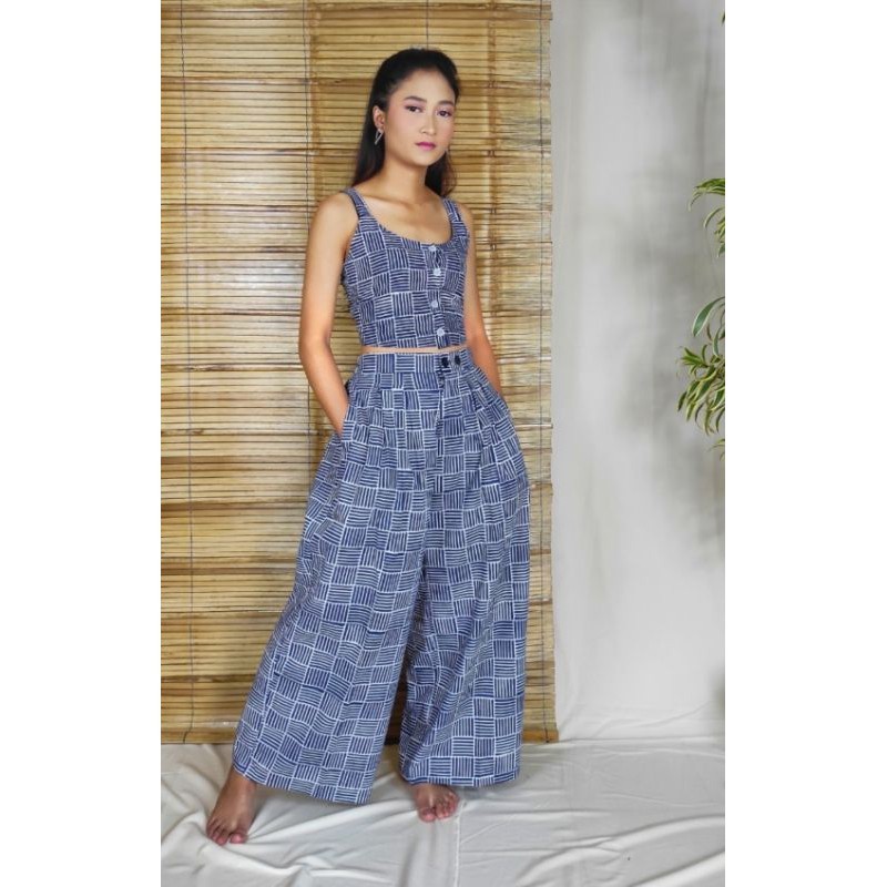 BOOLAO Kutang Kerut Bilik Biru (Tanktop Batik)