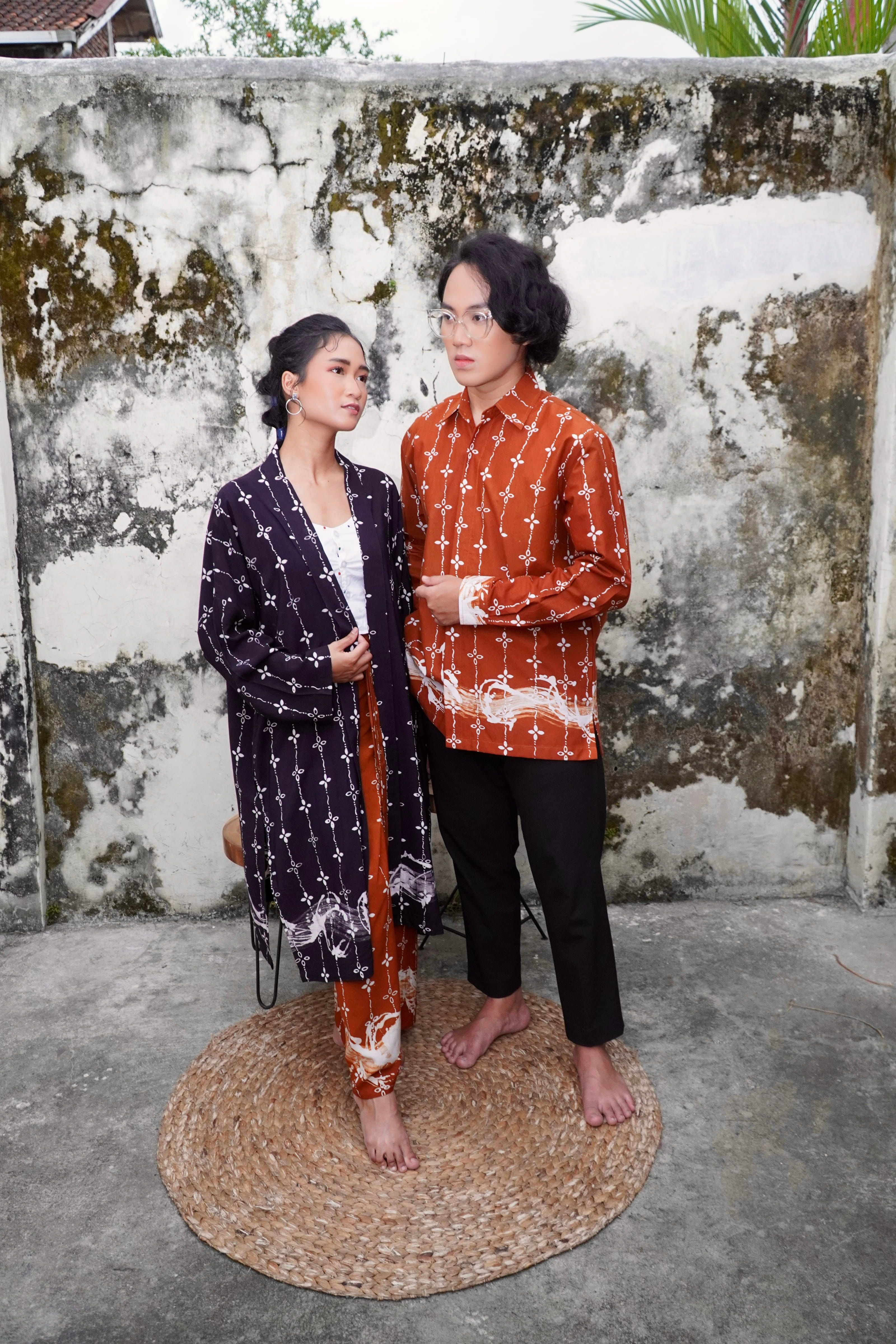 BOOLAO Kumeli Wrap Skirt Coklat (Rok Lilit Ikat Batik Kawung) - Caramel