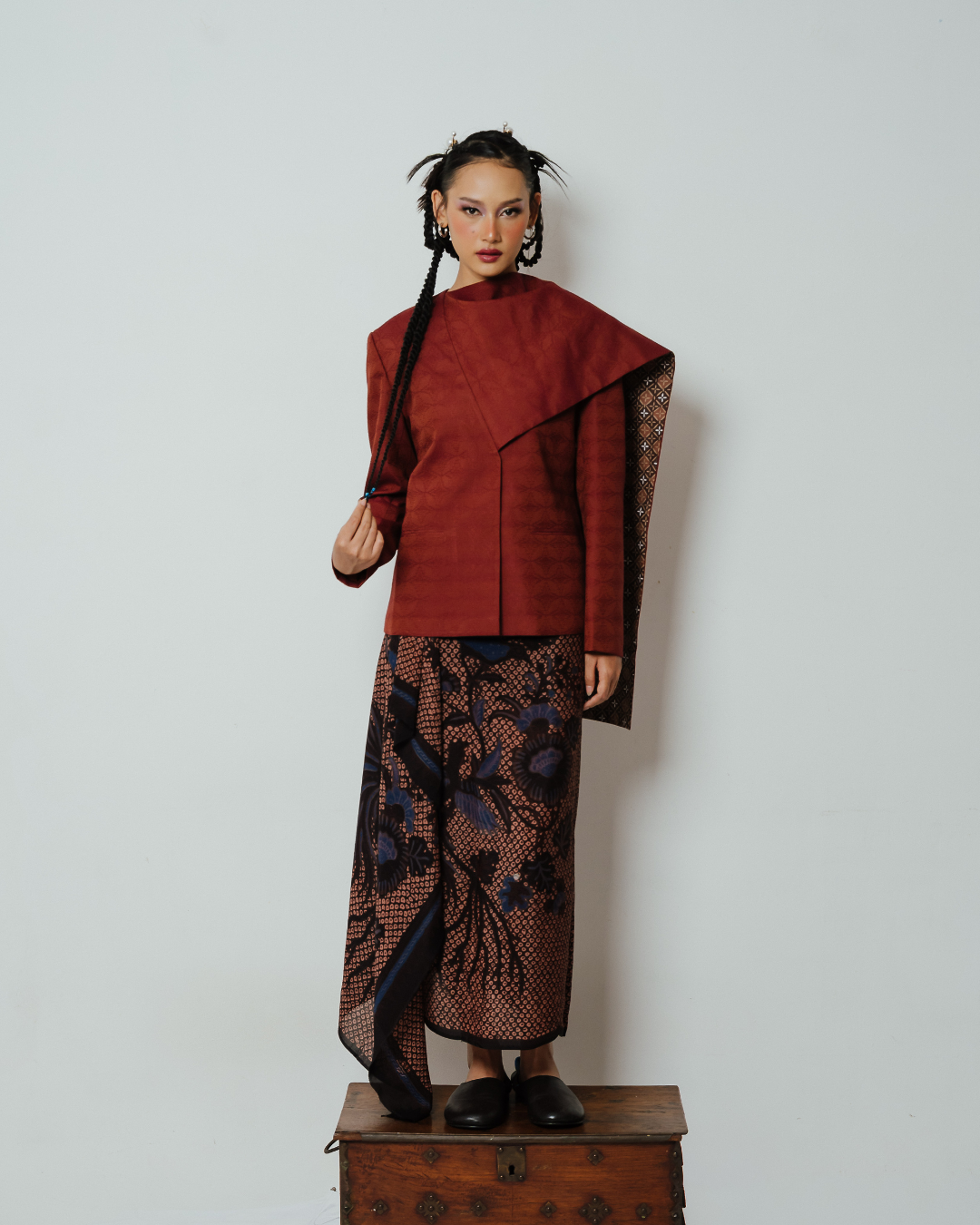 BOOLAO Blazer Janggan Selendang Hand-Woven Brown