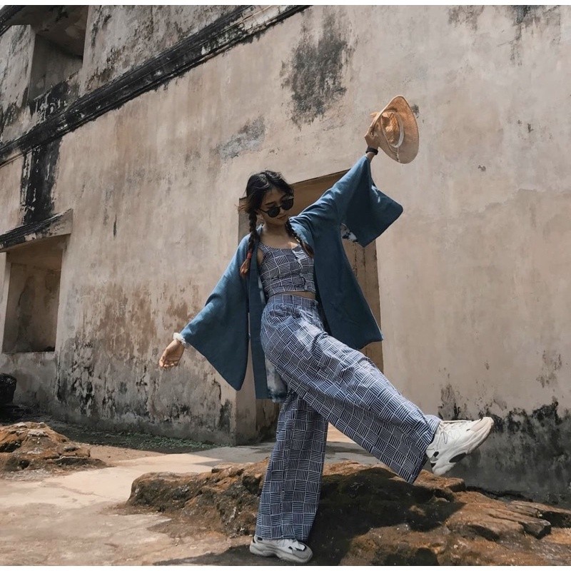 BOOLAO Hakama Celana Pallazo Bilik Biru (Kulot Batik)