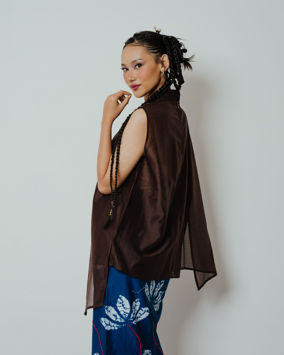 Blouse Nawang Wulan - Brown (Tanpa Tangan)