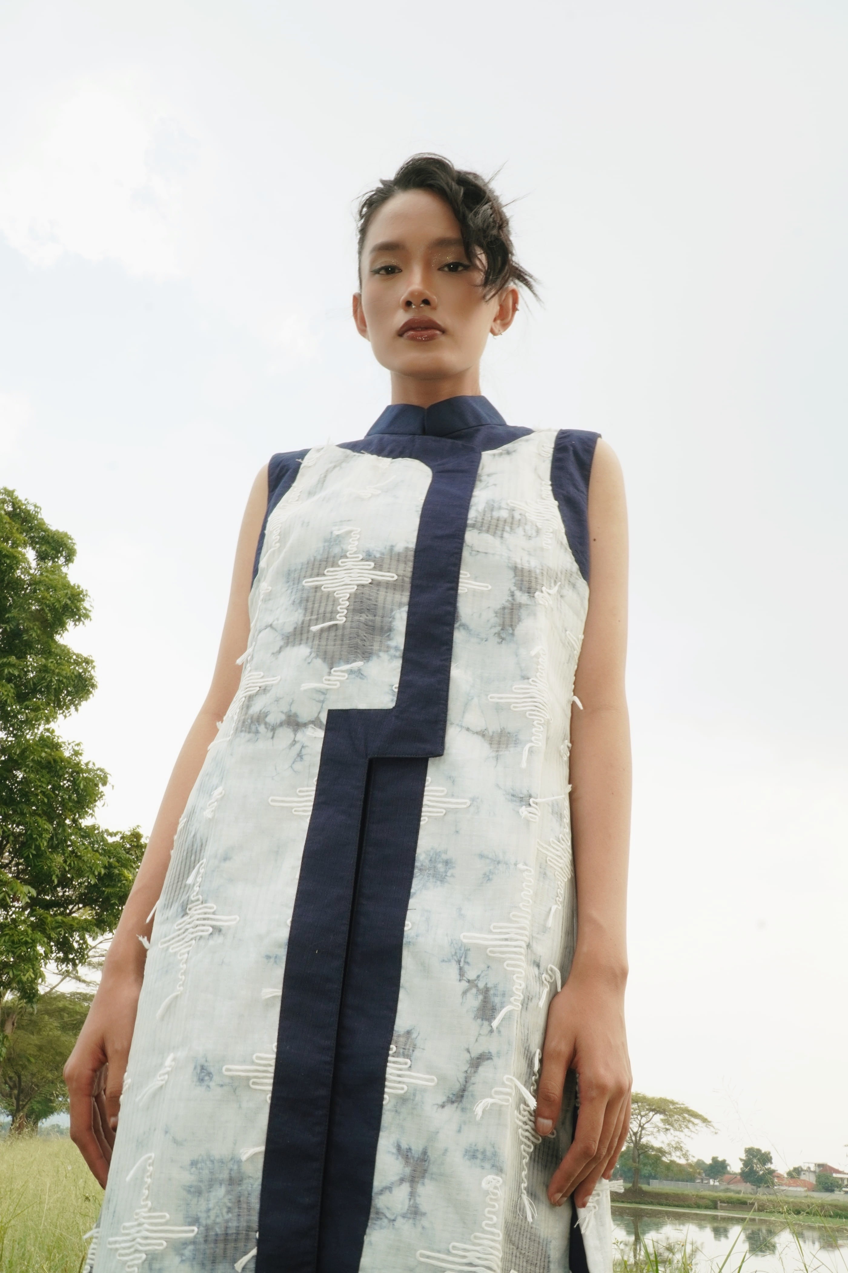 BOOLAO Overlap Cheongsam Outer Organdi - Shibori