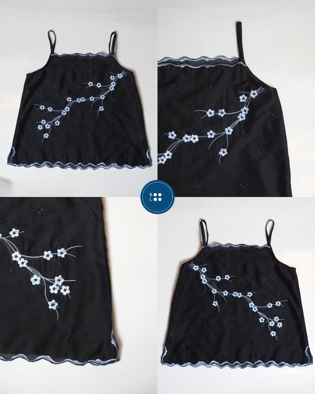 BOOLAO Camisole Sakura 3D Embroidery - Black