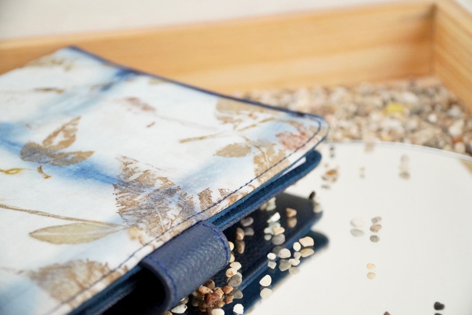 BOOLAO Agenda Book Shibori on Ecoprint mix Leather